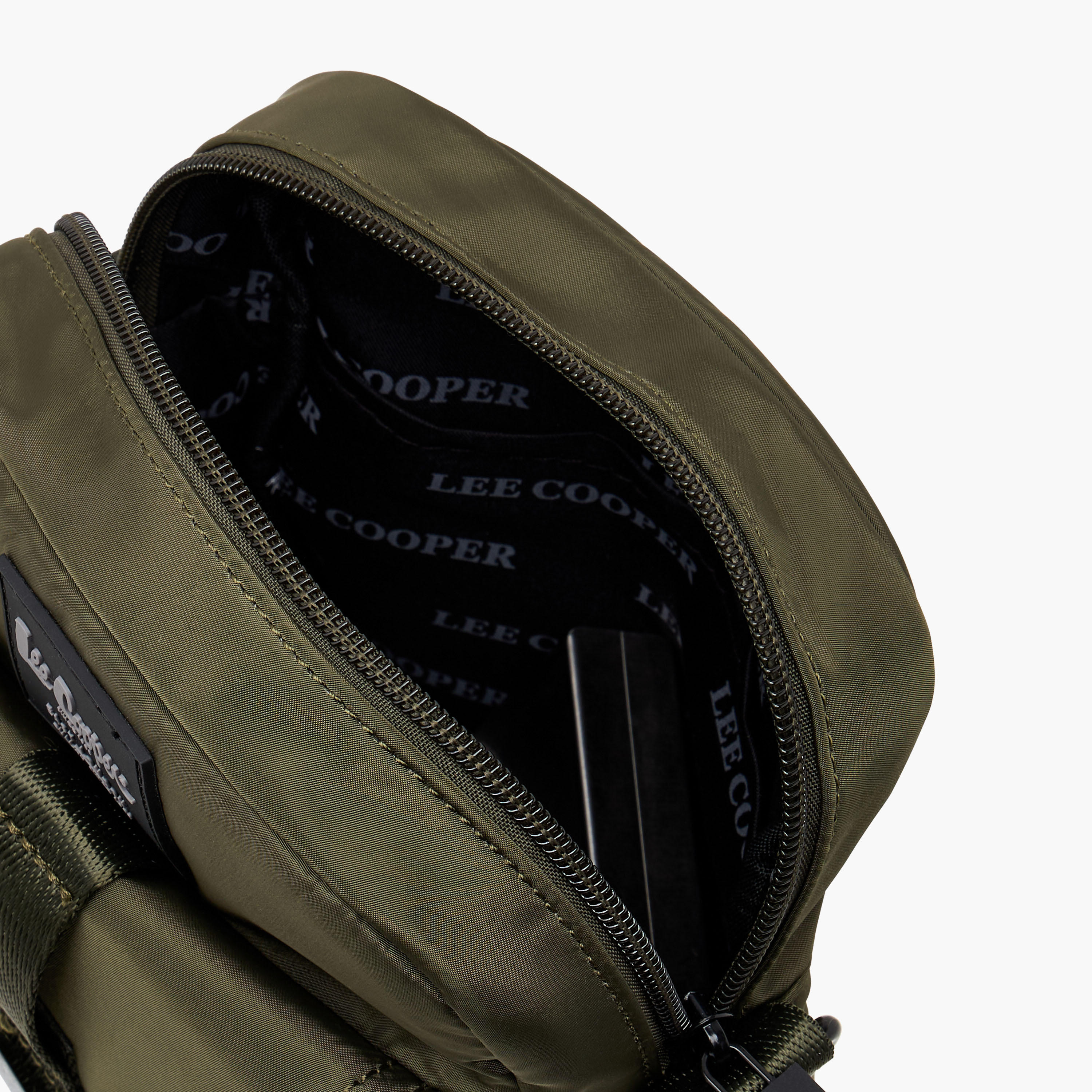 Lee Cooper Solid Crossbody Bag with Zip Closure and Adjustable Strap-men-bags-image-7