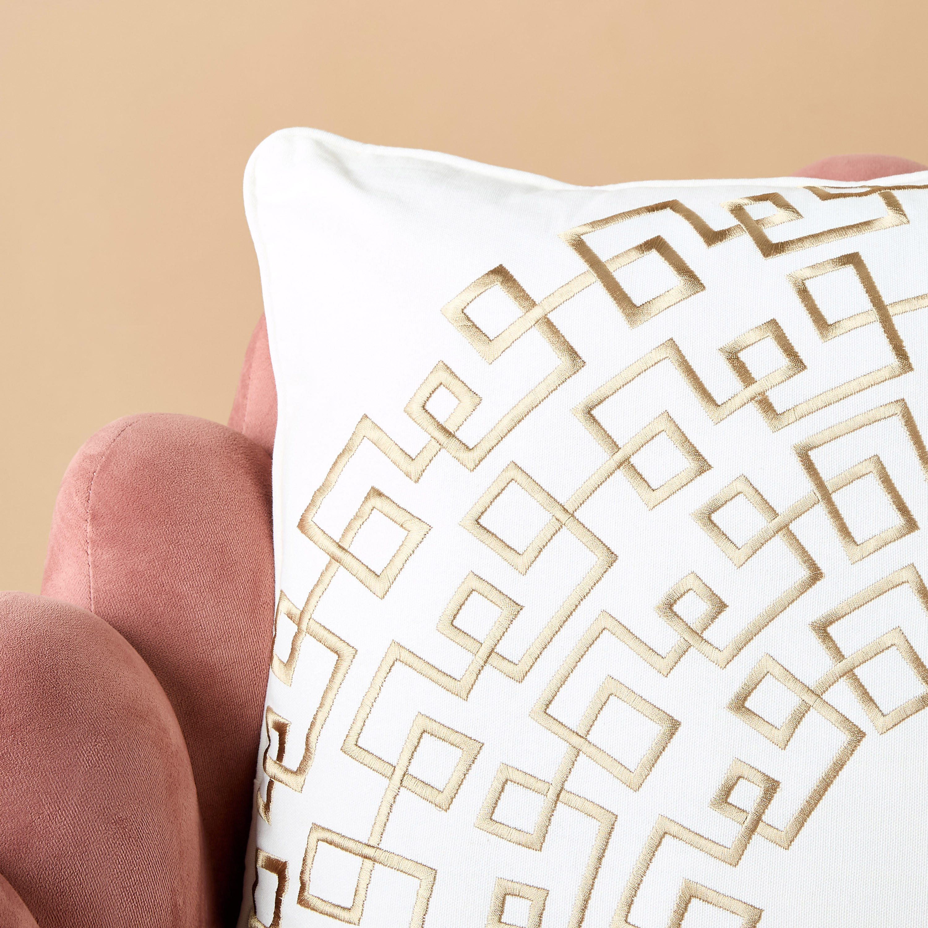 Gia Como Embroidered Cotton Filled Cushion - 50x50 cms-household-cushionsandthrows-filledcushions-decorativecushions-image-3