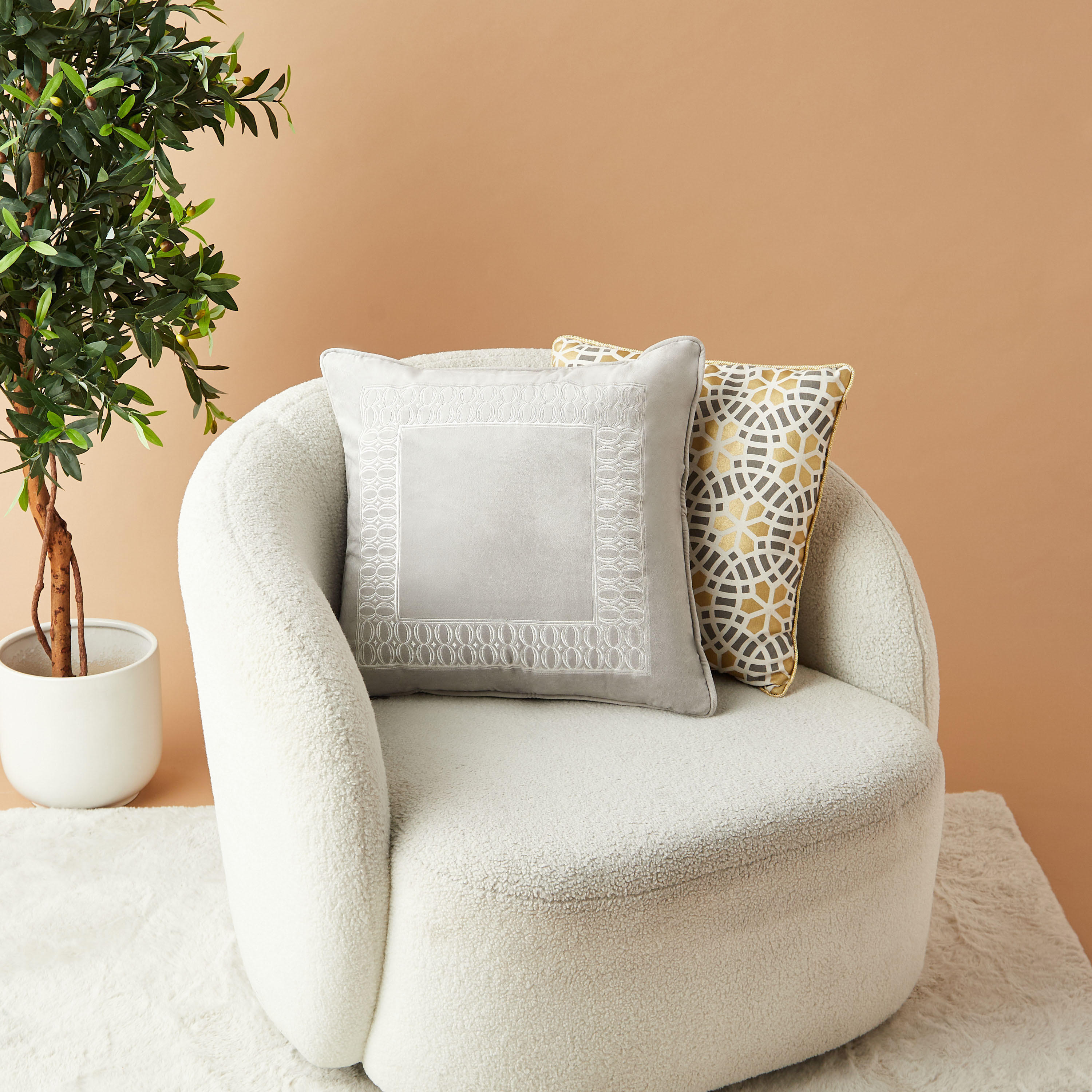 Gia Como Embroidered Cotton Filled Cushion - 50x50 cms-household-cushionsandthrows-filledcushions-decorativecushions-image-1