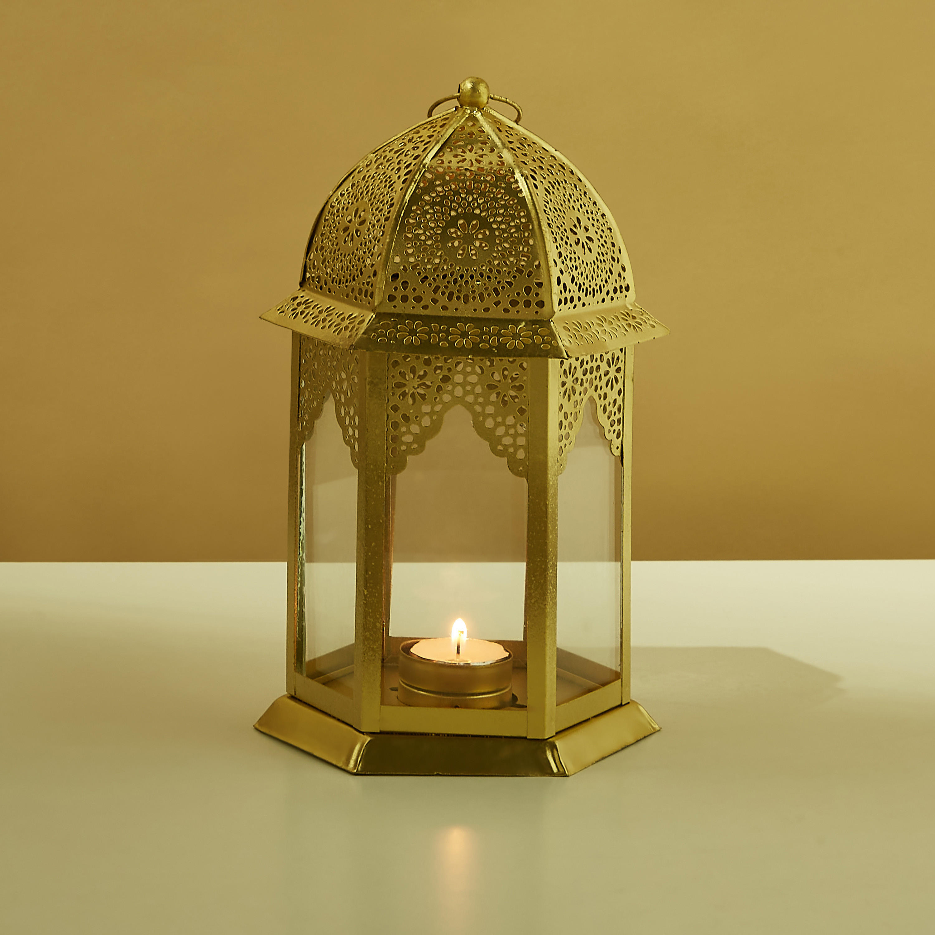 Cutwork Detail Metal Lantern - 22 cms-household-decor-candleholdersandlanterns-image-2