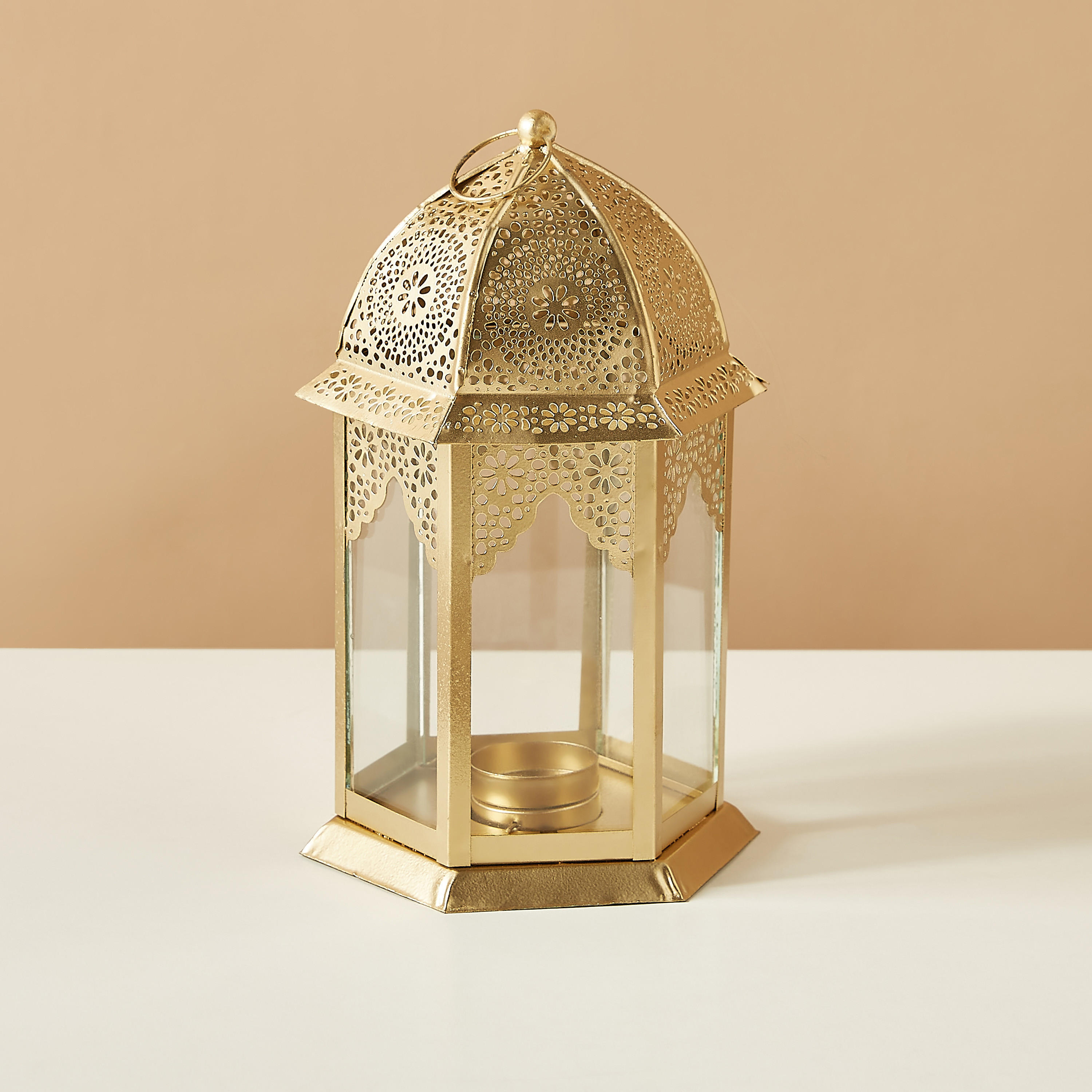 Cutwork Detail Metal Lantern - 22 cms-household-decor-candleholdersandlanterns-image-3