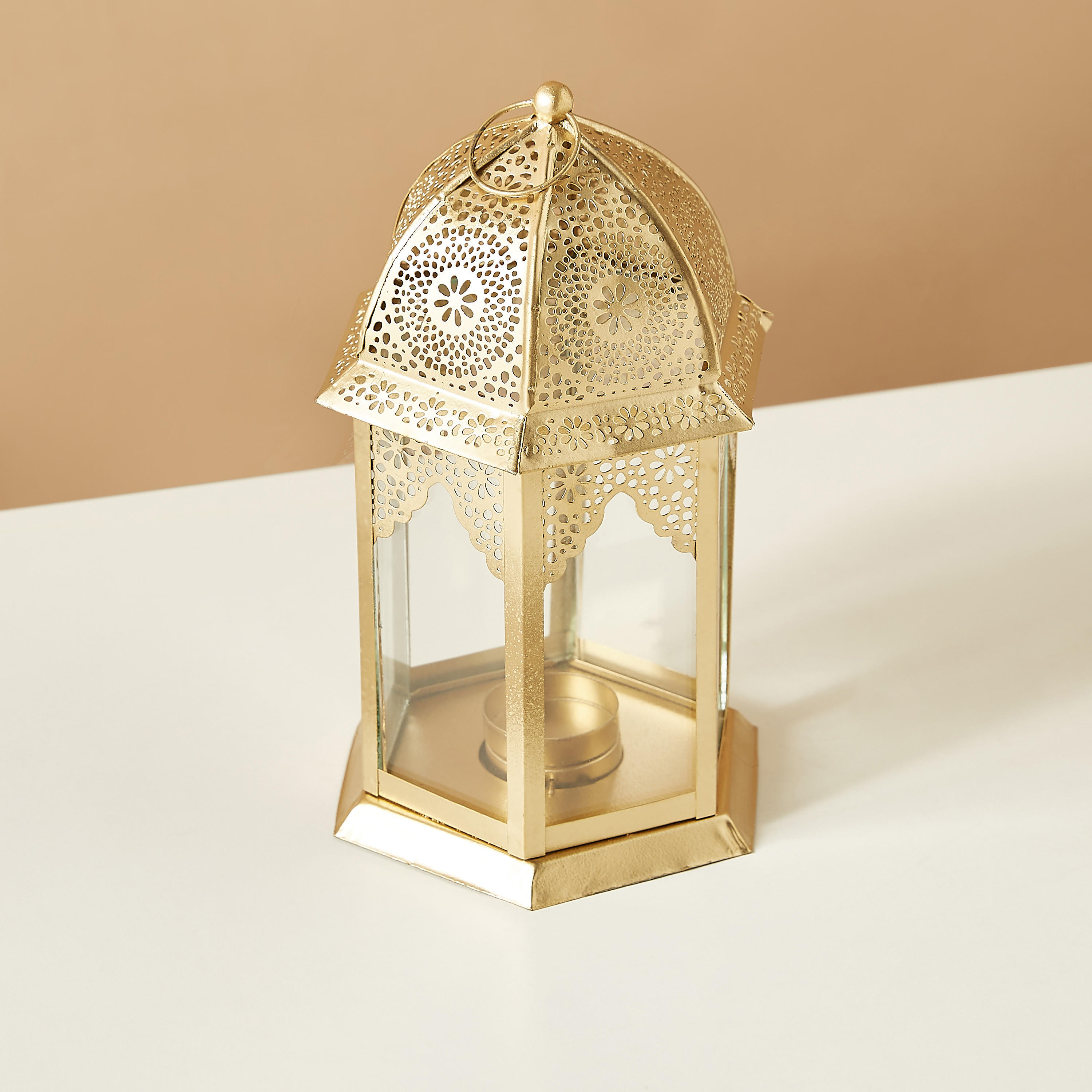 Cutwork Detail Metal Lantern - 22 cms-household-decor-candleholdersandlanterns-image-4