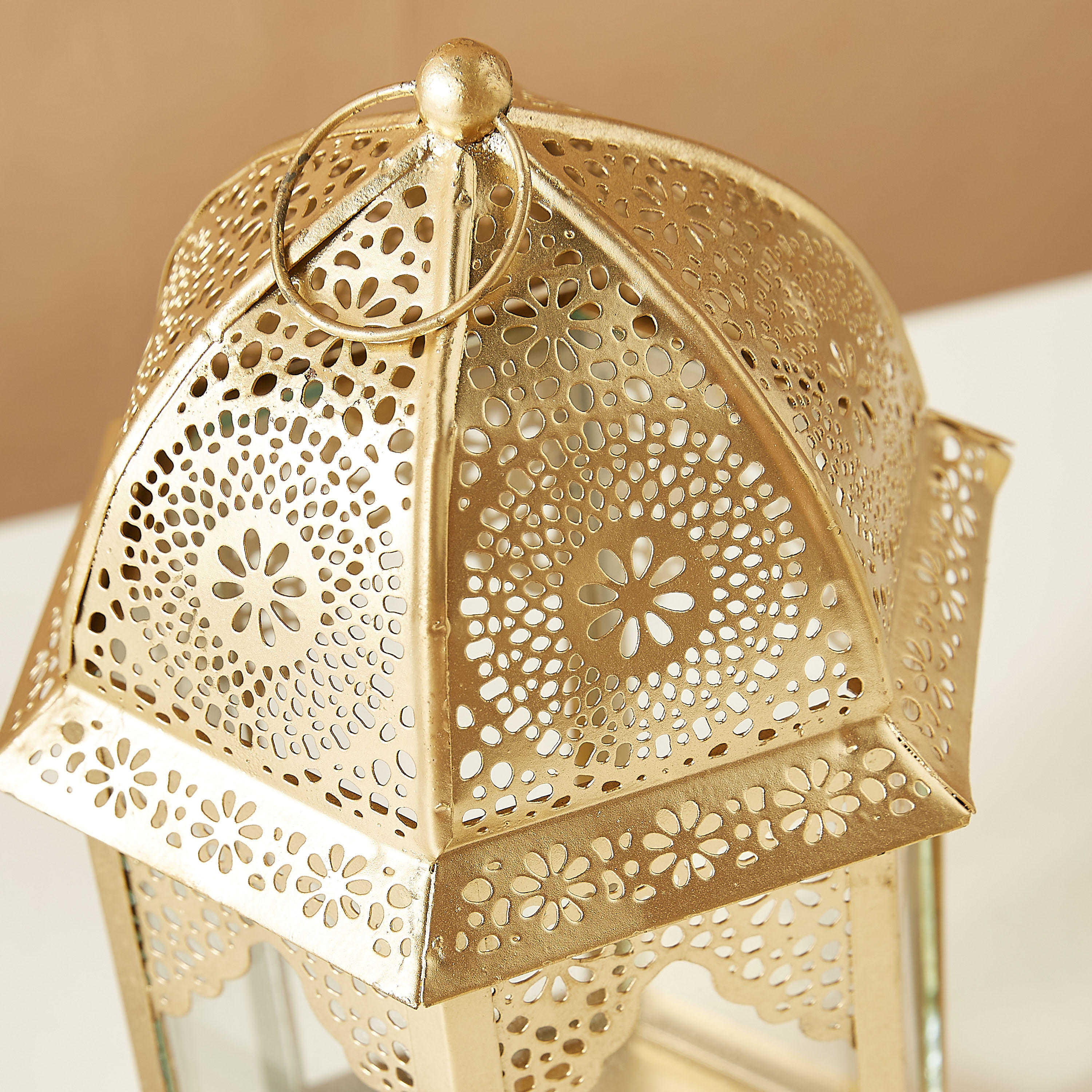 Cutwork Detail Metal Lantern - 22 cms-household-decor-candleholdersandlanterns-image-5