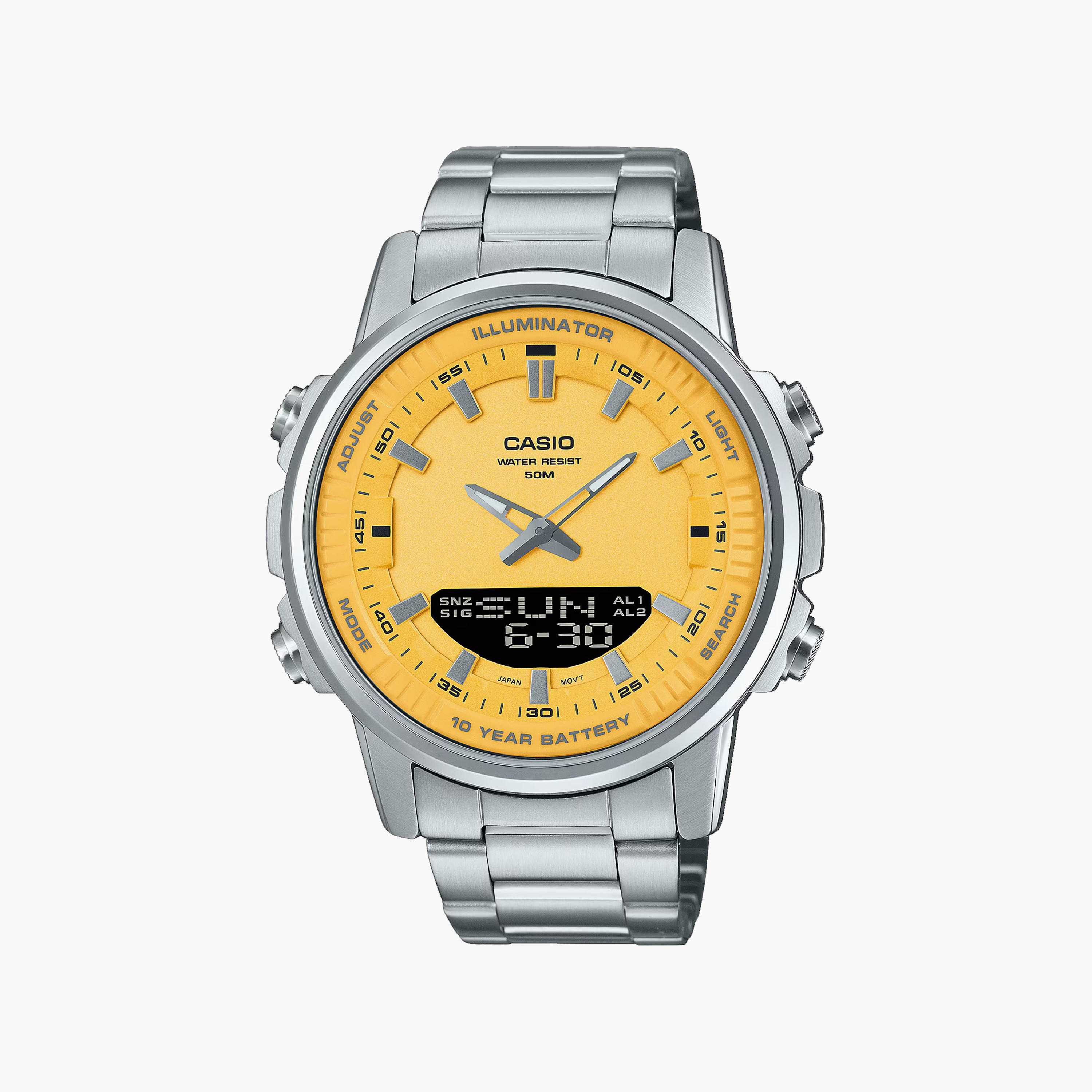 Casio Men's 47 MM Silver Analog-Digital Stainless steel Watch | AMW-880D-9AVDF-men-watchesandjewellery-watches-image-1