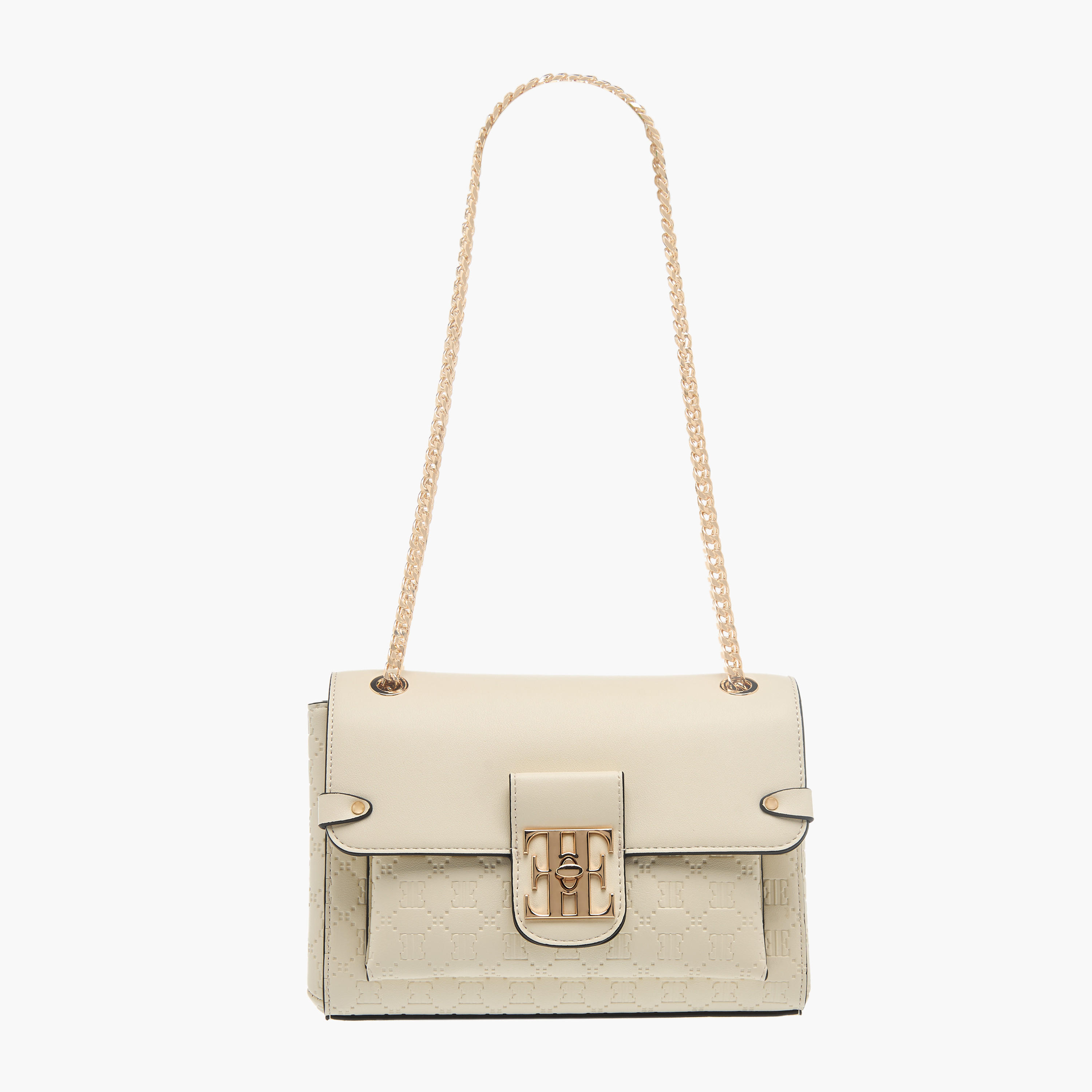 شنطة كروس بودي بنقوش مونوجرام وحزام سلسلة وقفل إغلاق تويست من إيل-women-bagsandwallets-handbags-image-1