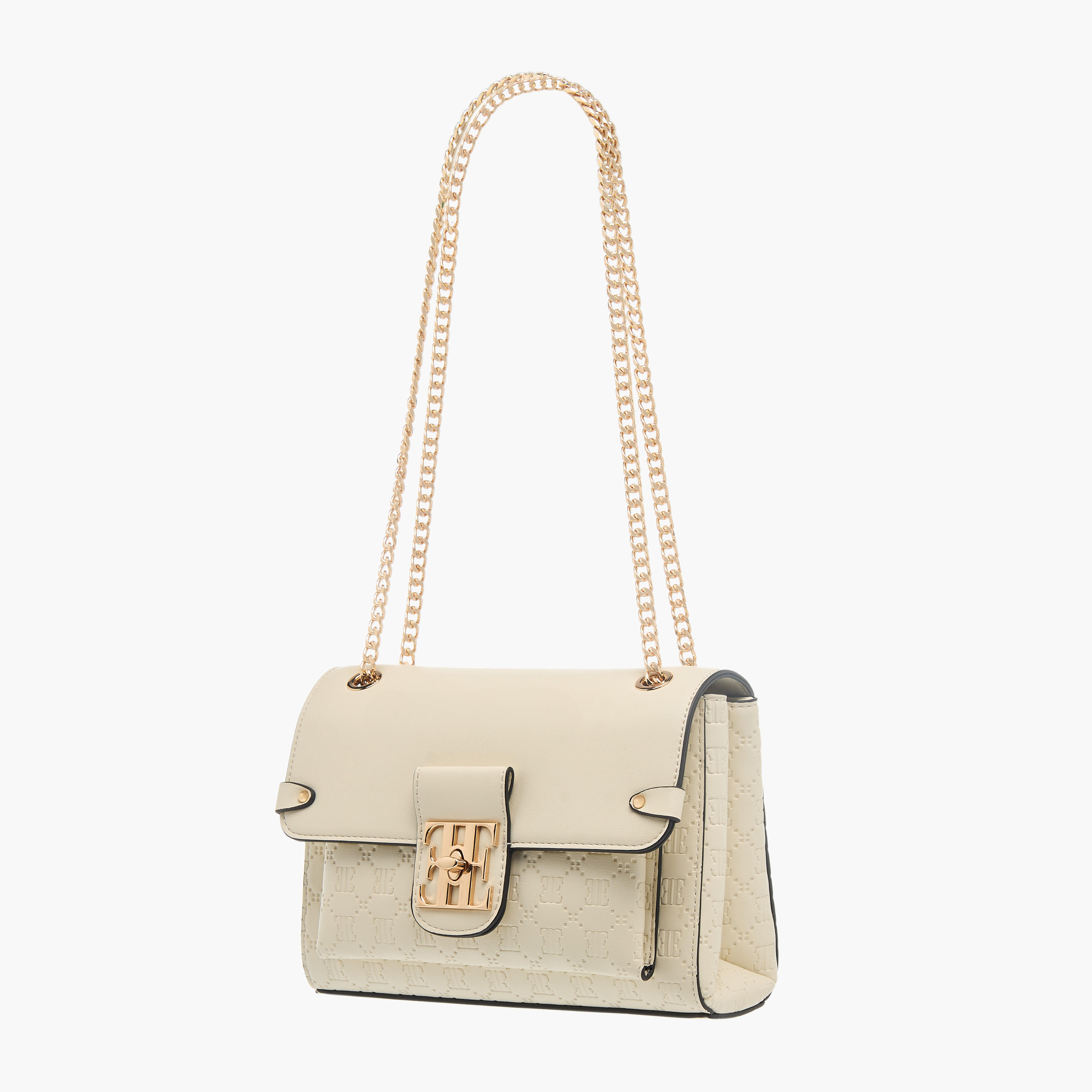 شنطة كروس بودي بنقوش مونوجرام وحزام سلسلة وقفل إغلاق تويست من إيل-women-bagsandwallets-handbags-image-2