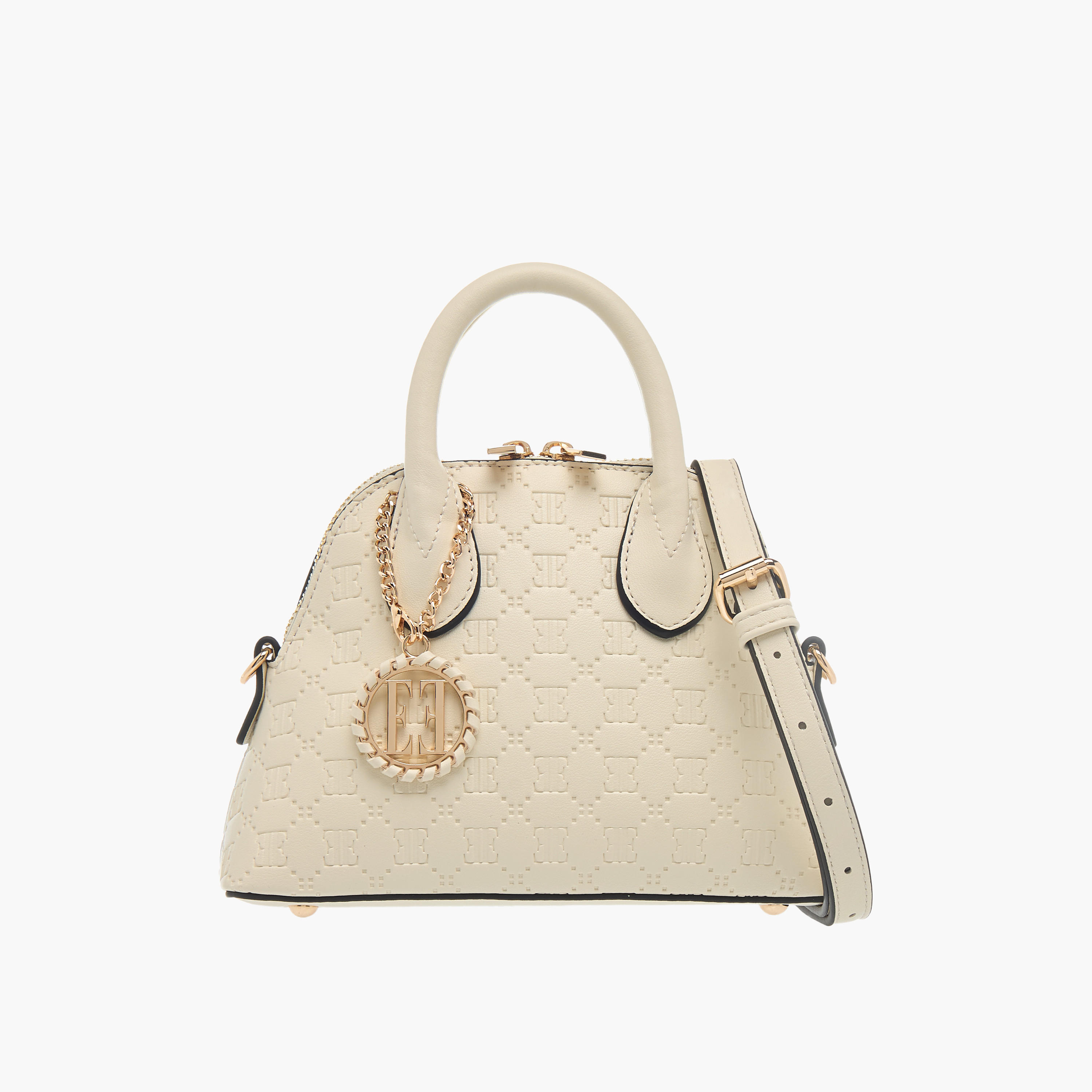 شنطة كروس بودي صغيرة بنقوش مونوجرام ومقبض مزدوج وسحاب إغلاق من إيل-women-bagsandwallets-handbags-image-1