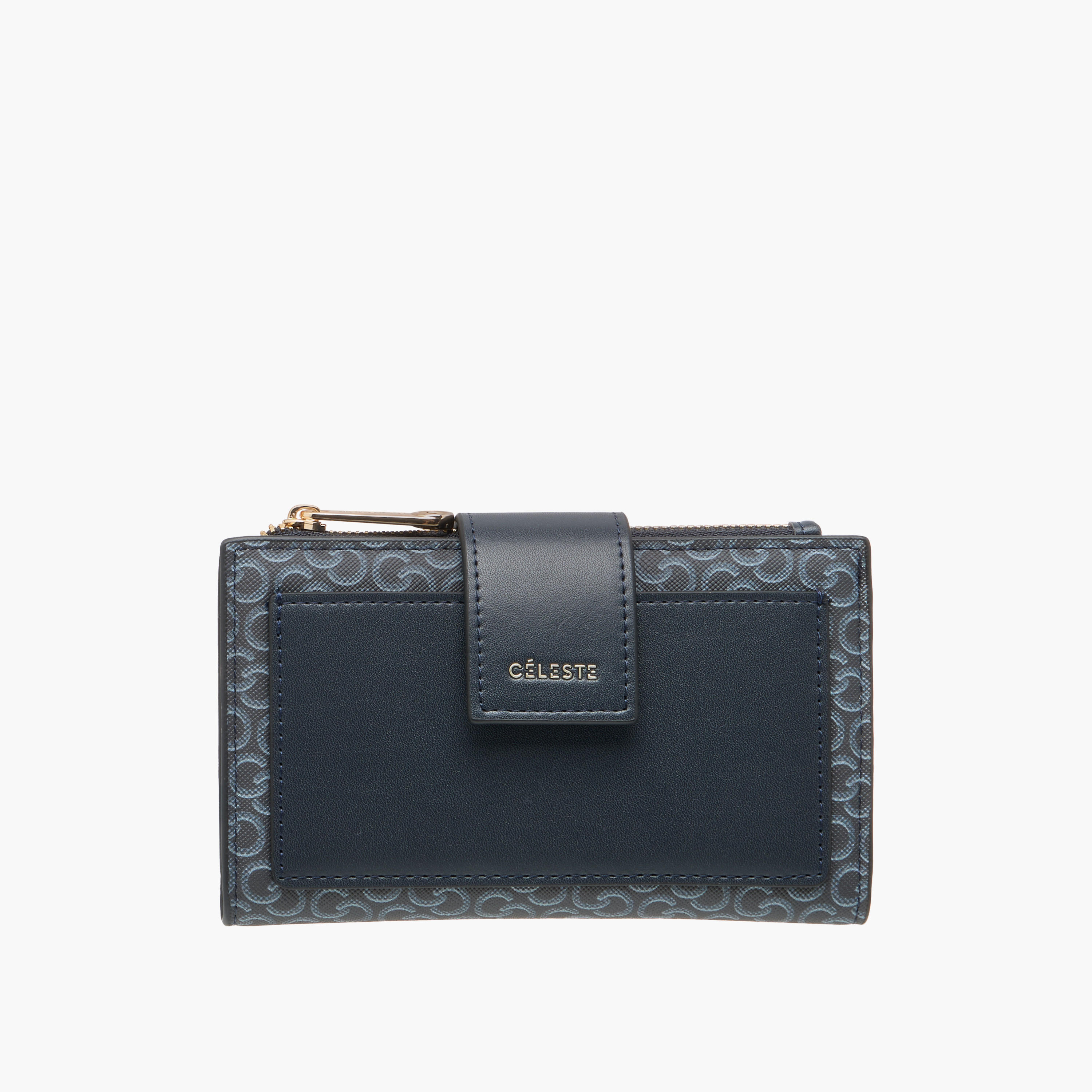 Celeste Monogram Print Bi-Fold Wallet with Flap Closure-women-bagsandwallets-wallets-image-1