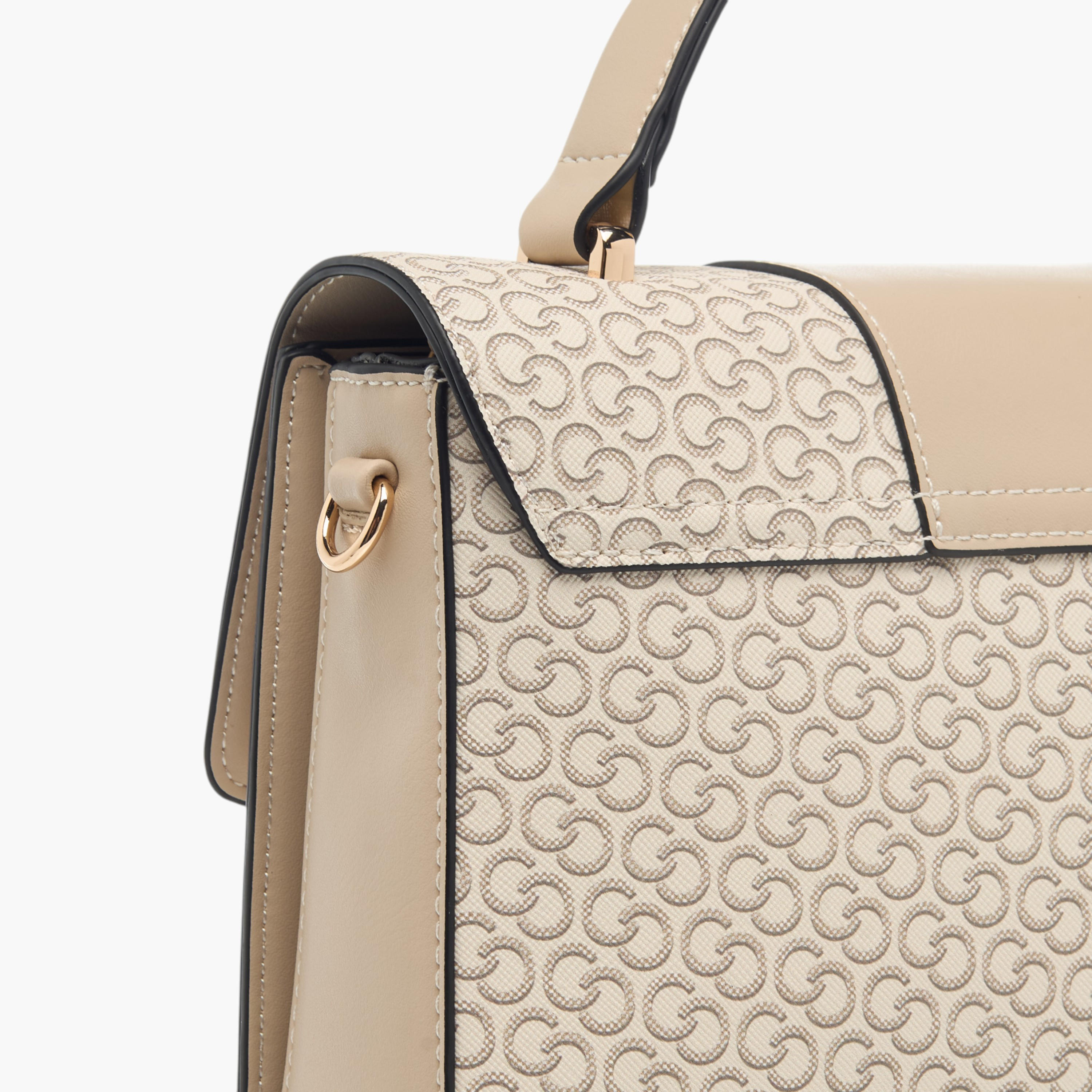 شنطة ساتشيل بطبعات مونوجرام ومقبض علوي وزر إغلاق من سيليست-women-bagsandwallets-handbags-image-5
