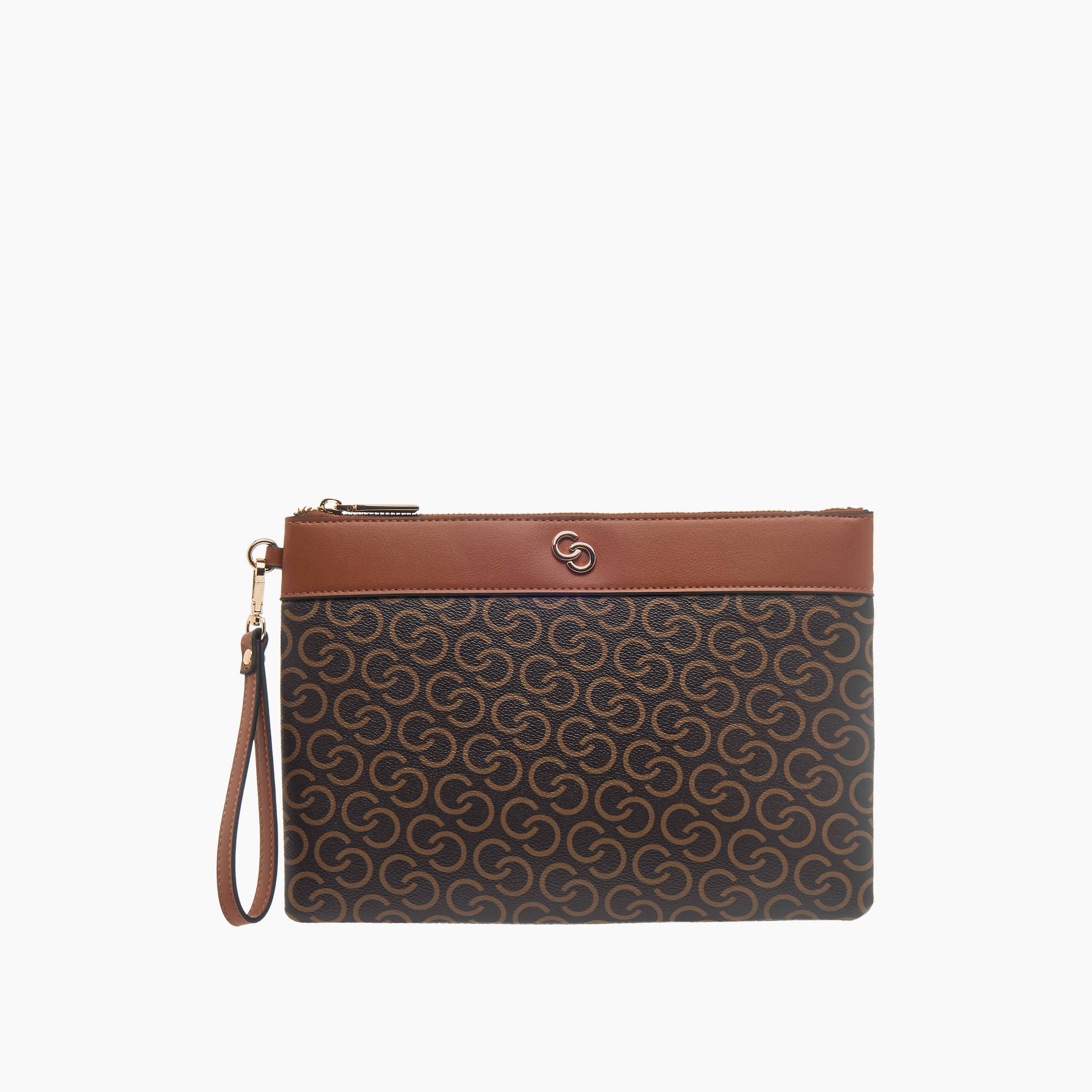 Celeste Monogram Print Wallet with Detachable Wristlet Strap and Zip Closure-women-bagsandwallets-wallets-image-1