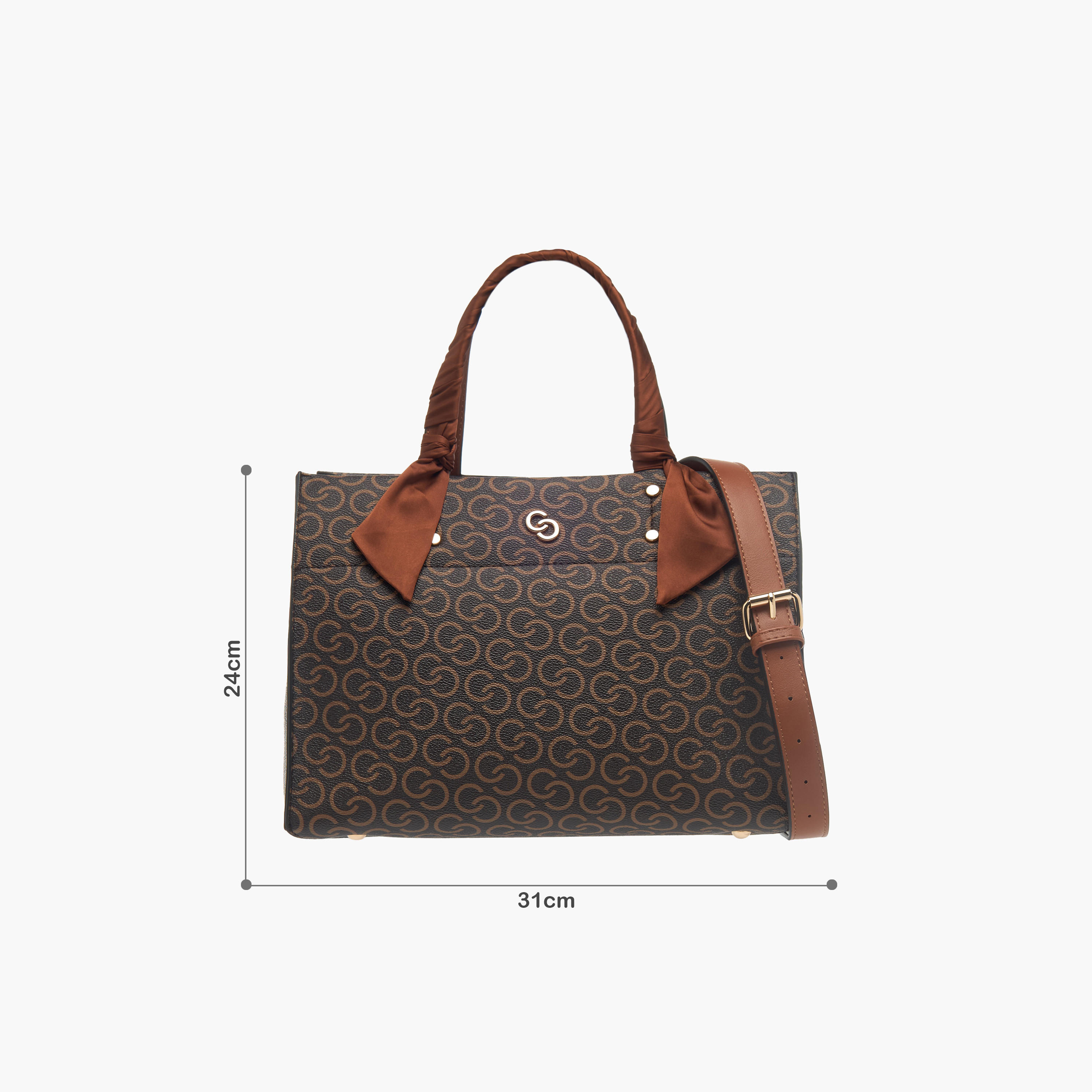 Celeste Monogram Print Tote Bag with Adjustable Strap and Zip Closure-women-bagsandwallets-handbags-image-9