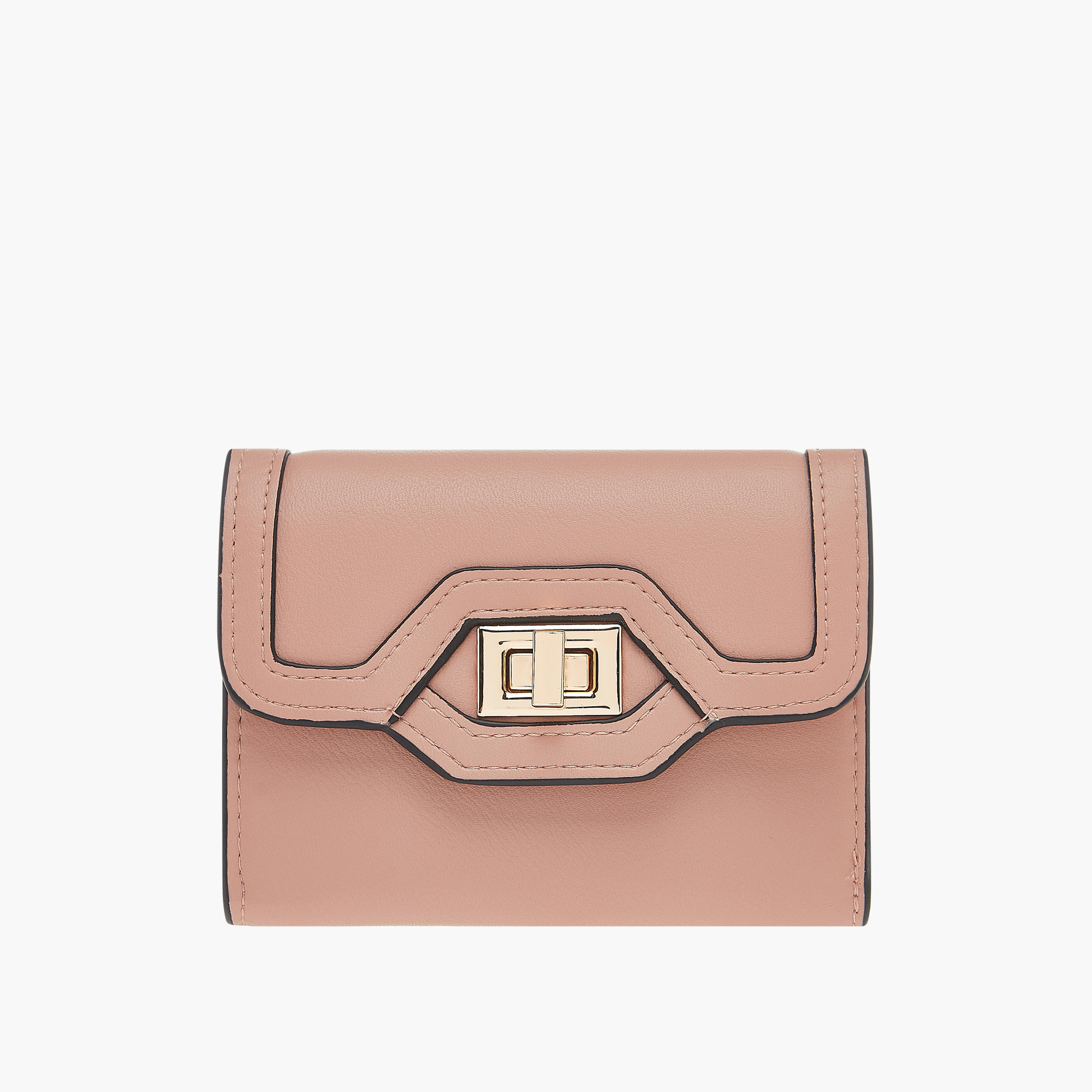 Celeste Solid Bi-Fold Wallet with Lock Clasp Closure-women-bagsandwallets-wallets-image-1