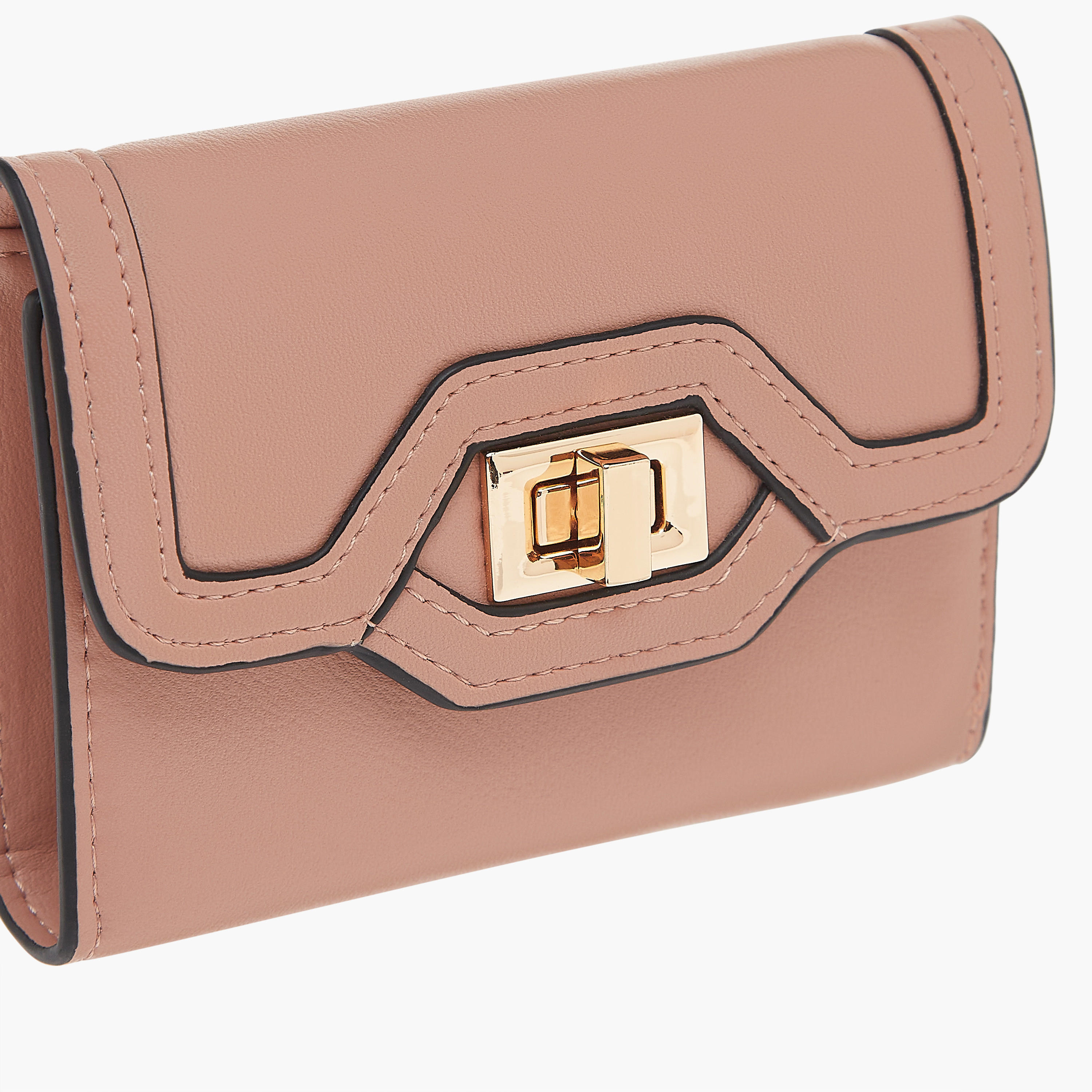 Celeste Solid Bi-Fold Wallet with Lock Clasp Closure-women-bagsandwallets-wallets-image-3