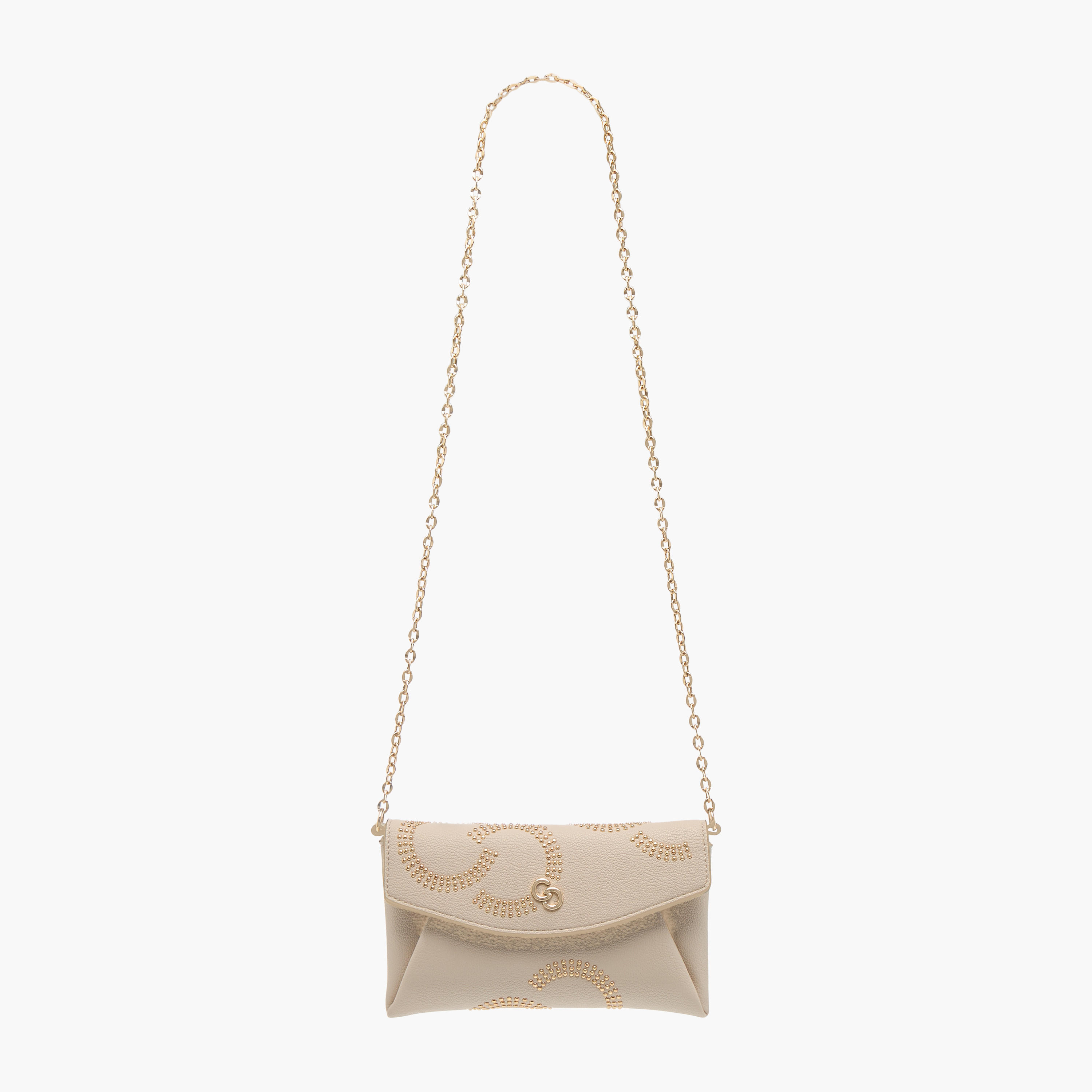 شنطة كلاتش بتفاصيل مرصّعة بحزام سلسلة قابل للفصل وطية إغلاق من سيليست-women-bagsandwallets-handbags-image-2
