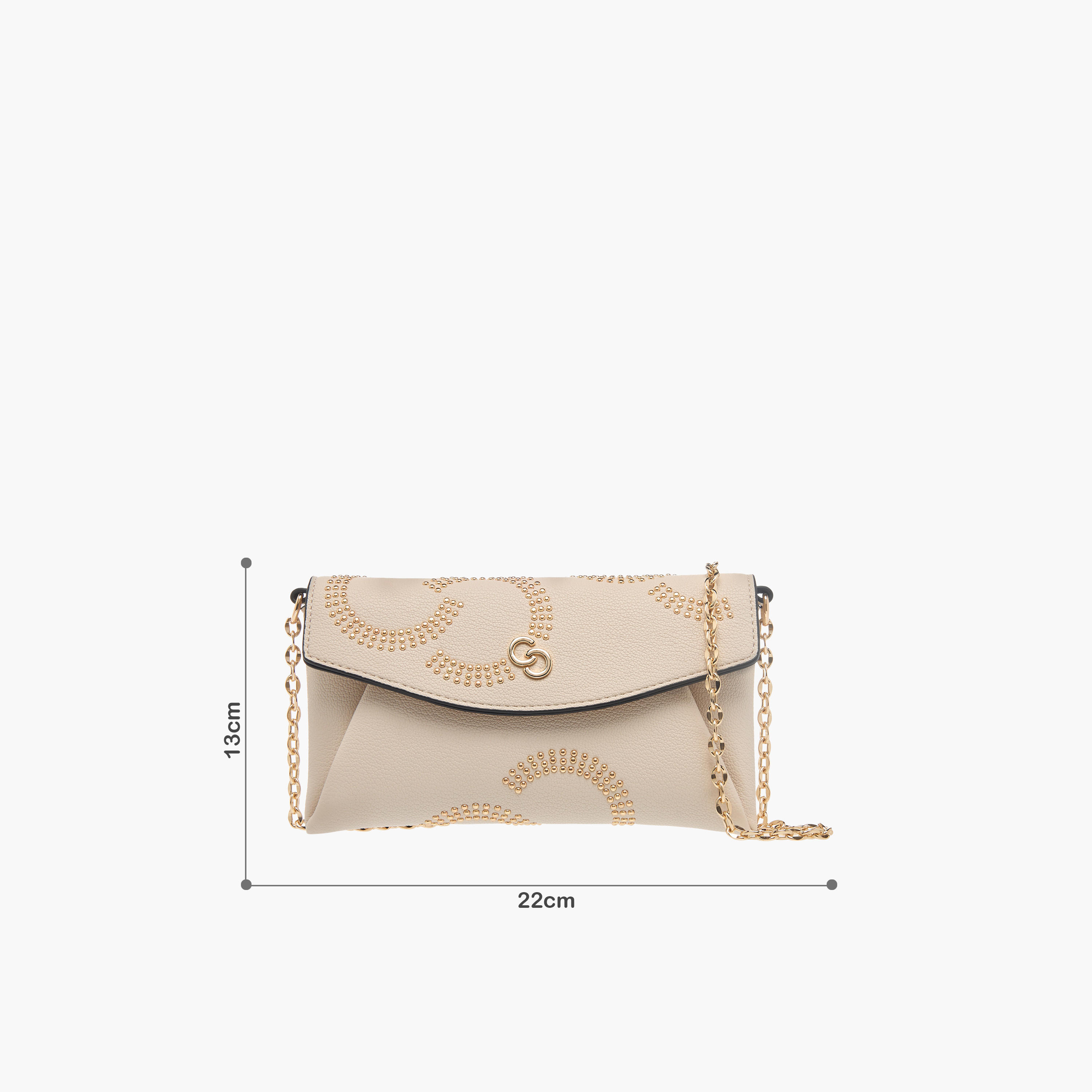شنطة كلاتش بتفاصيل مرصّعة بحزام سلسلة قابل للفصل وطية إغلاق من سيليست-women-bagsandwallets-handbags-image-8