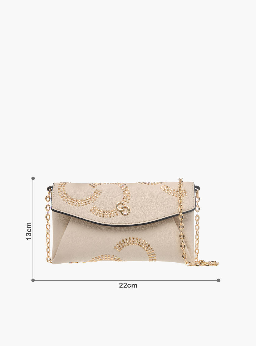 Celeste Stud Detail Clutch with Chain Strap and Flap Closure-women-bagsandwallets-handbags-image-8