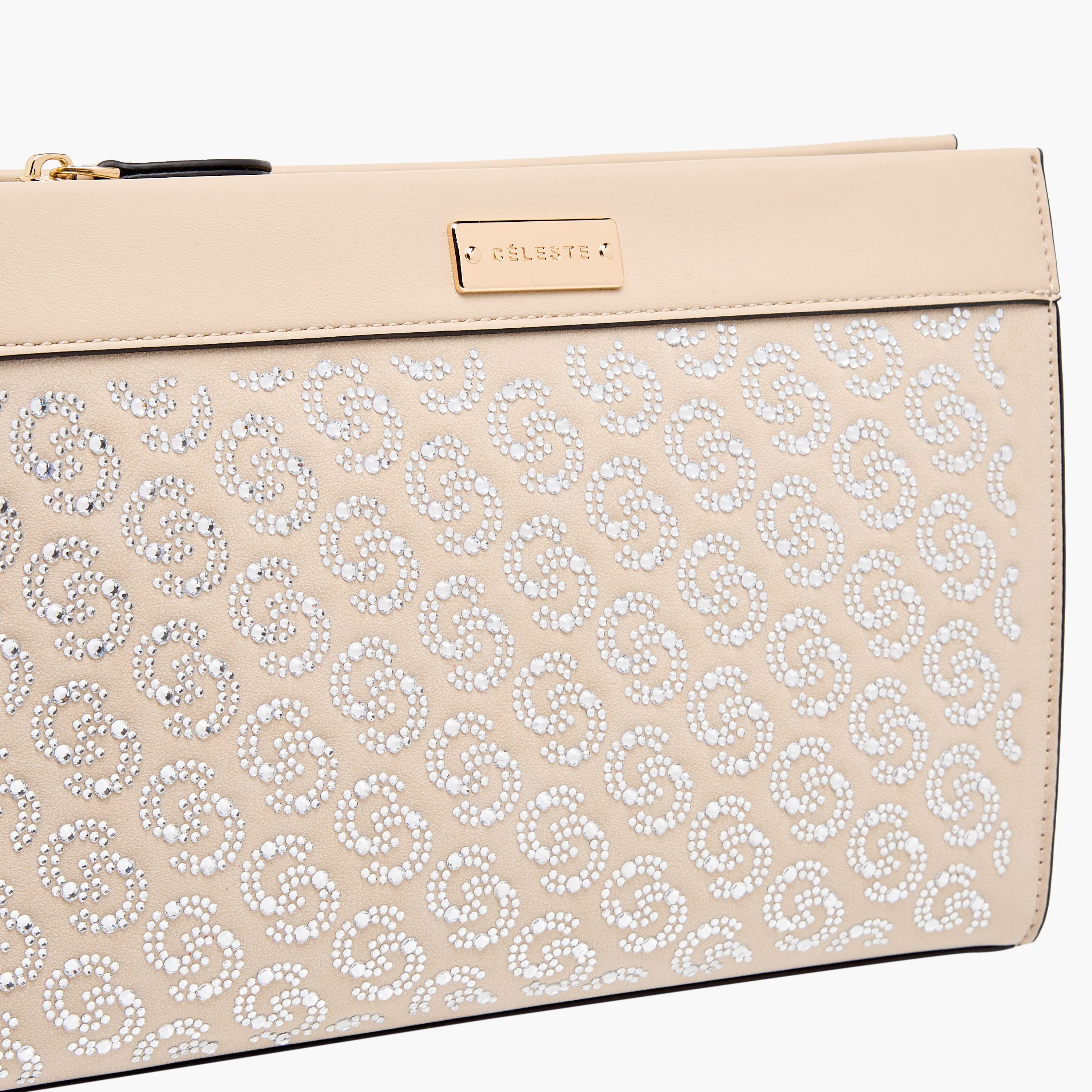شنطة كروس بودي بنقوش مونوغرام مع سحاب للإغلاق وحزام سلسلة من سيليست-women-bagsandwallets-handbags-image-4