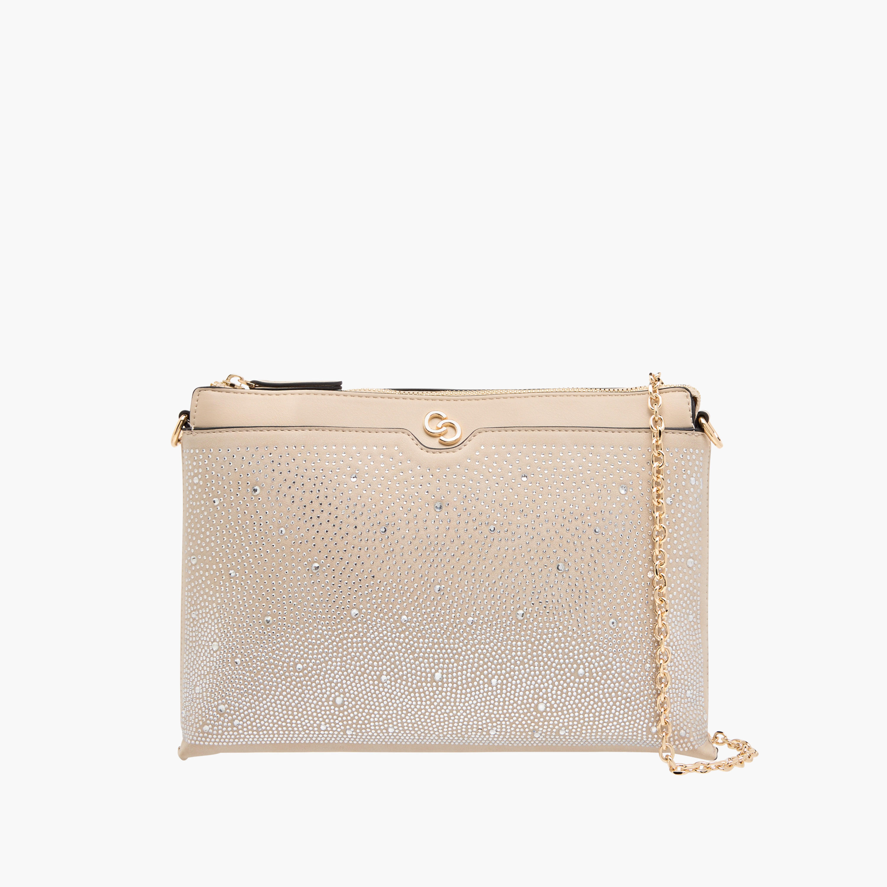 Celeste Embellished Crossbody Bag with Zip Closure and Chain Strap-women-bagsandwallets-handbags-image-1