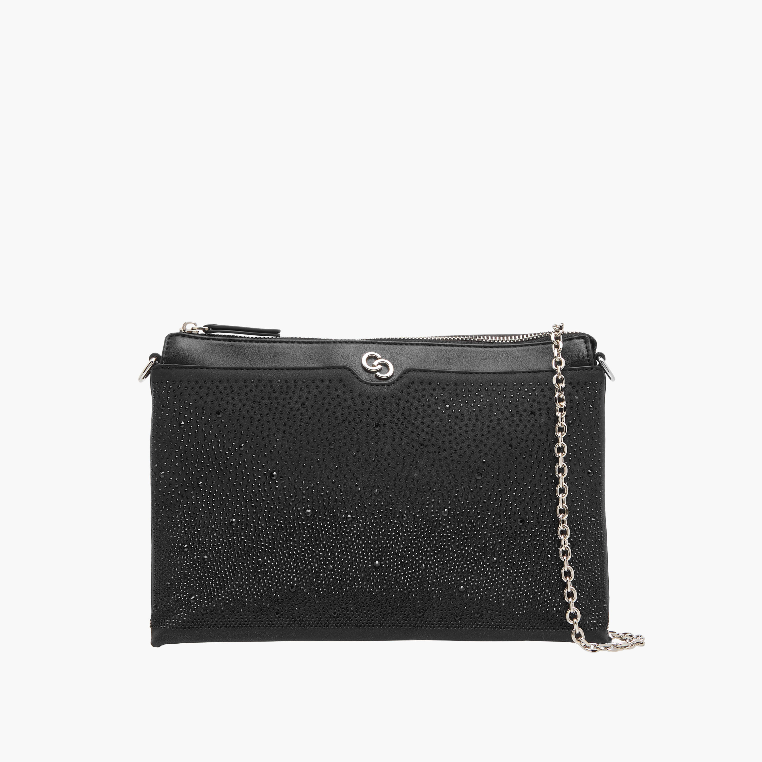 Celeste Embellished Crossbody Bag with Zip Closure and Chain Strap-women-bagsandwallets-handbags-image-1