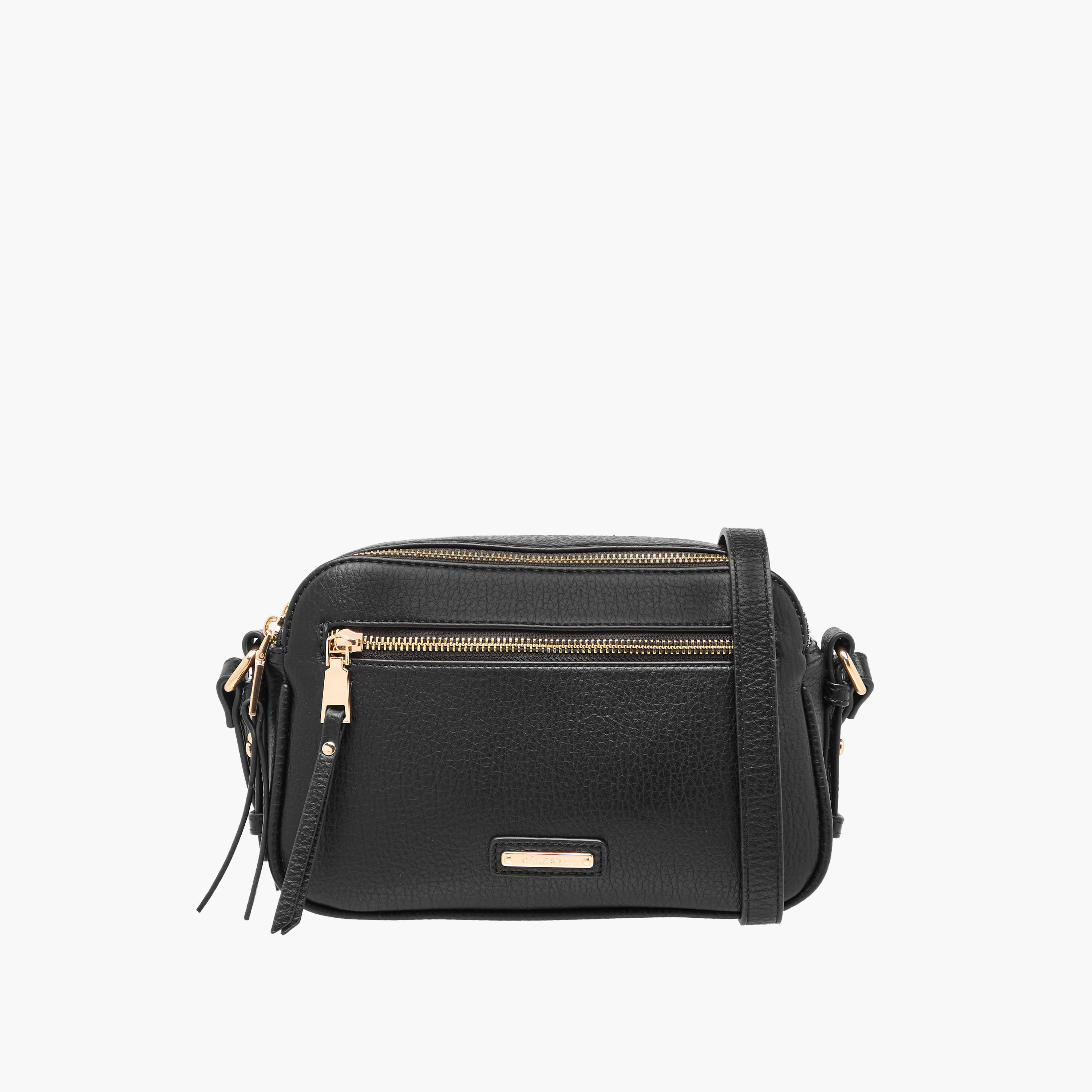Celeste Textured Crossbody Bag with Zip Closure and Adjustable Strap-women-bagsandwallets-handbags-image-14