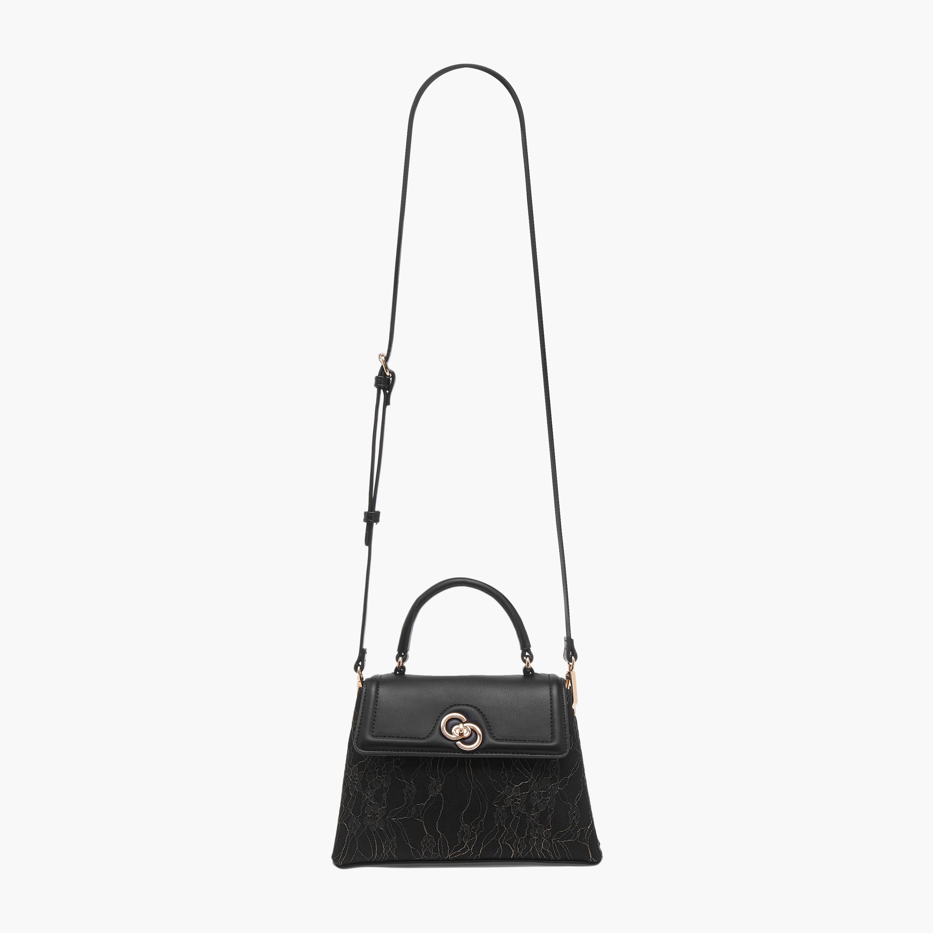 Celeste Lace Detail Satchel Bag with Detachable Strap and Flap Closure-women-bagsandwallets-handbags-image-2
