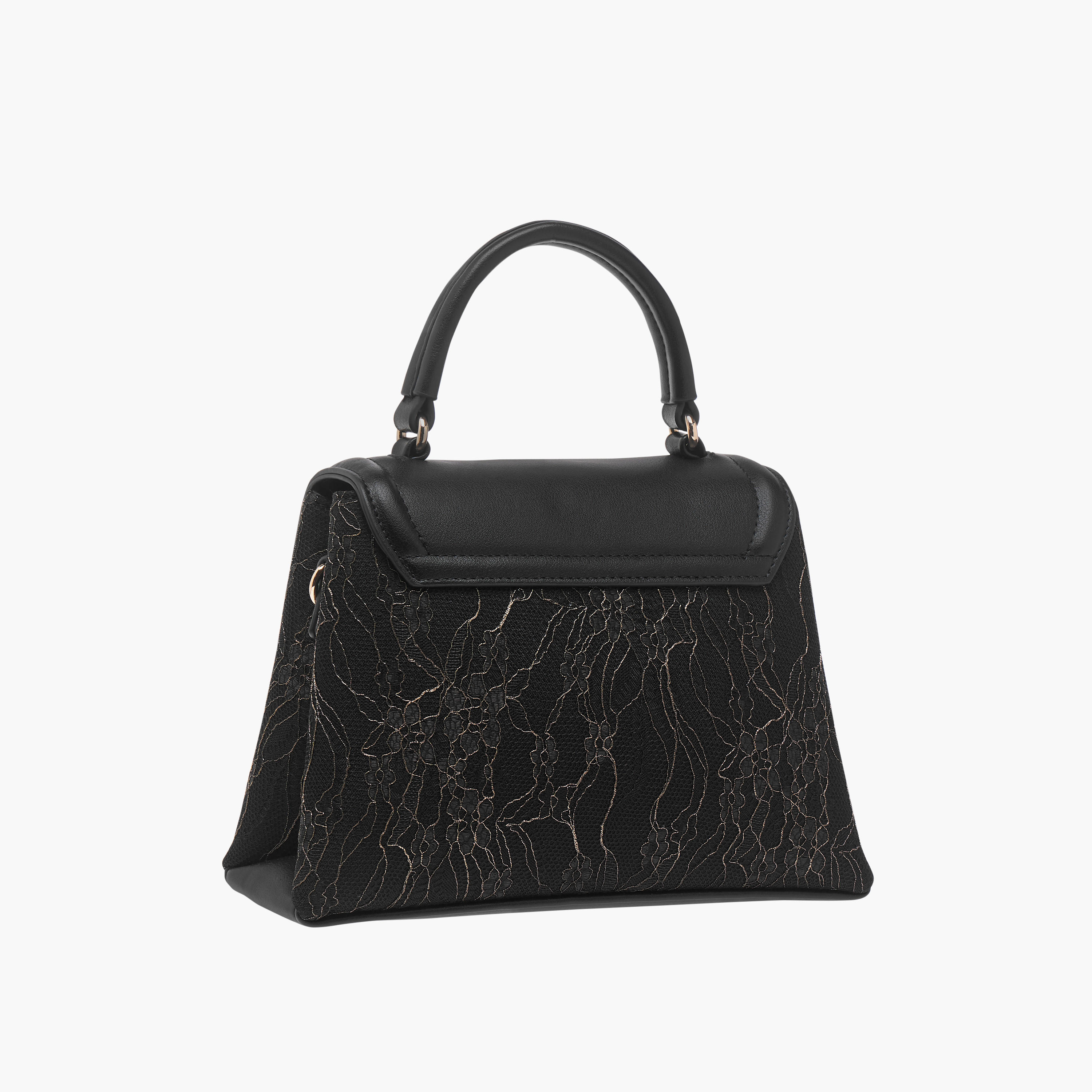 Celeste Lace Detail Satchel Bag with Detachable Strap and Flap Closure-women-bagsandwallets-handbags-image-3