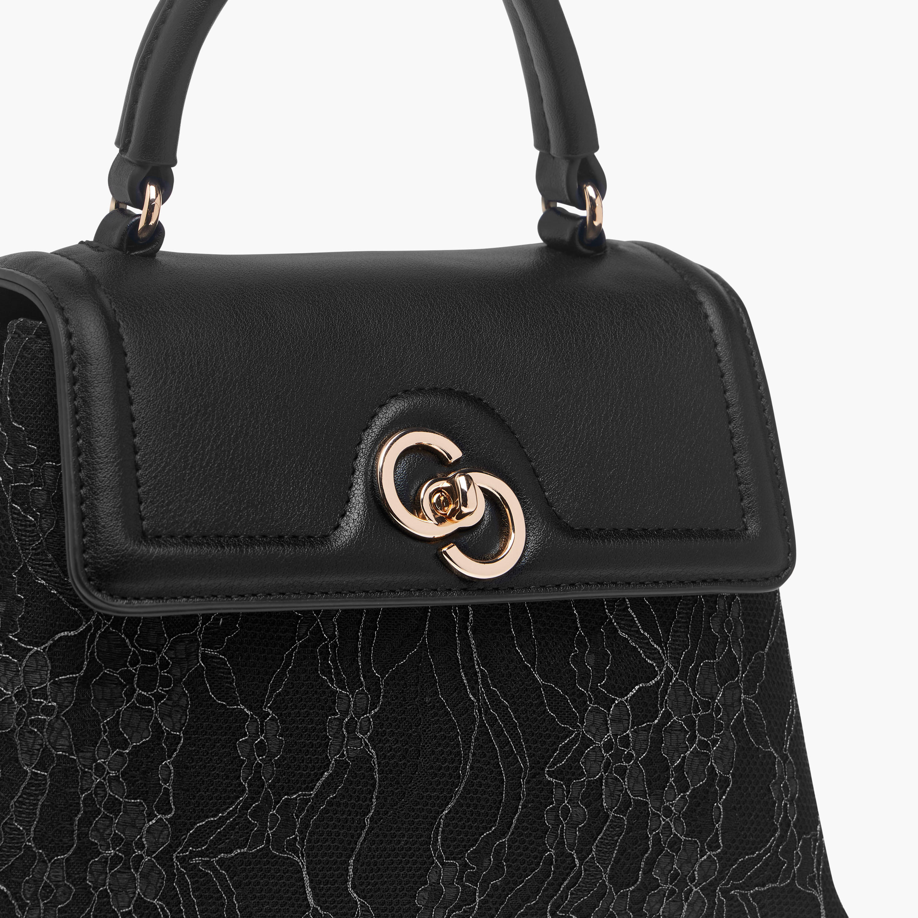 Celeste Lace Detail Satchel Bag with Detachable Strap and Flap Closure-women-bagsandwallets-handbags-image-4