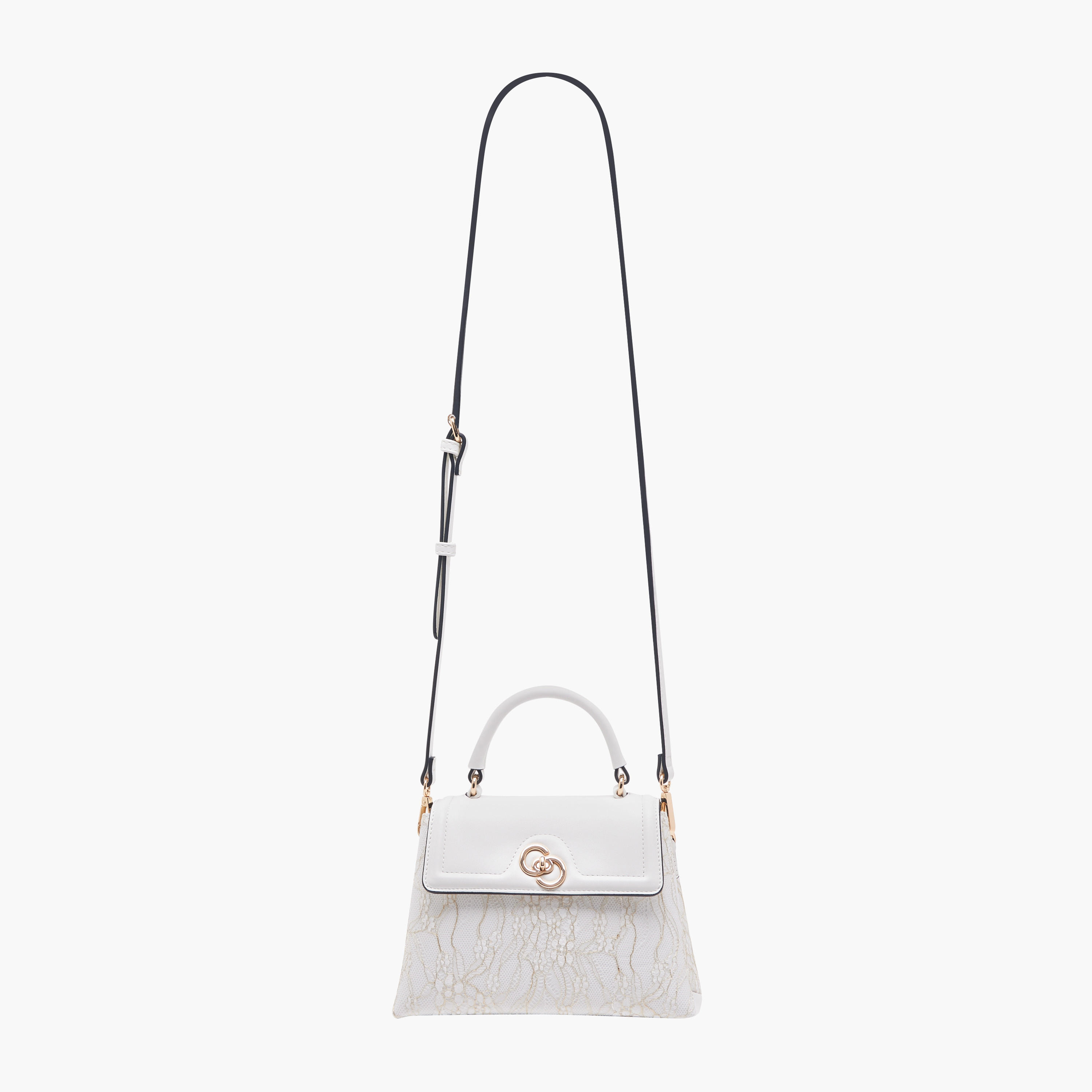 Celeste Lace Detail Satchel Bag with Detachable Strap and Flap Closure-women-bagsandwallets-handbags-image-2