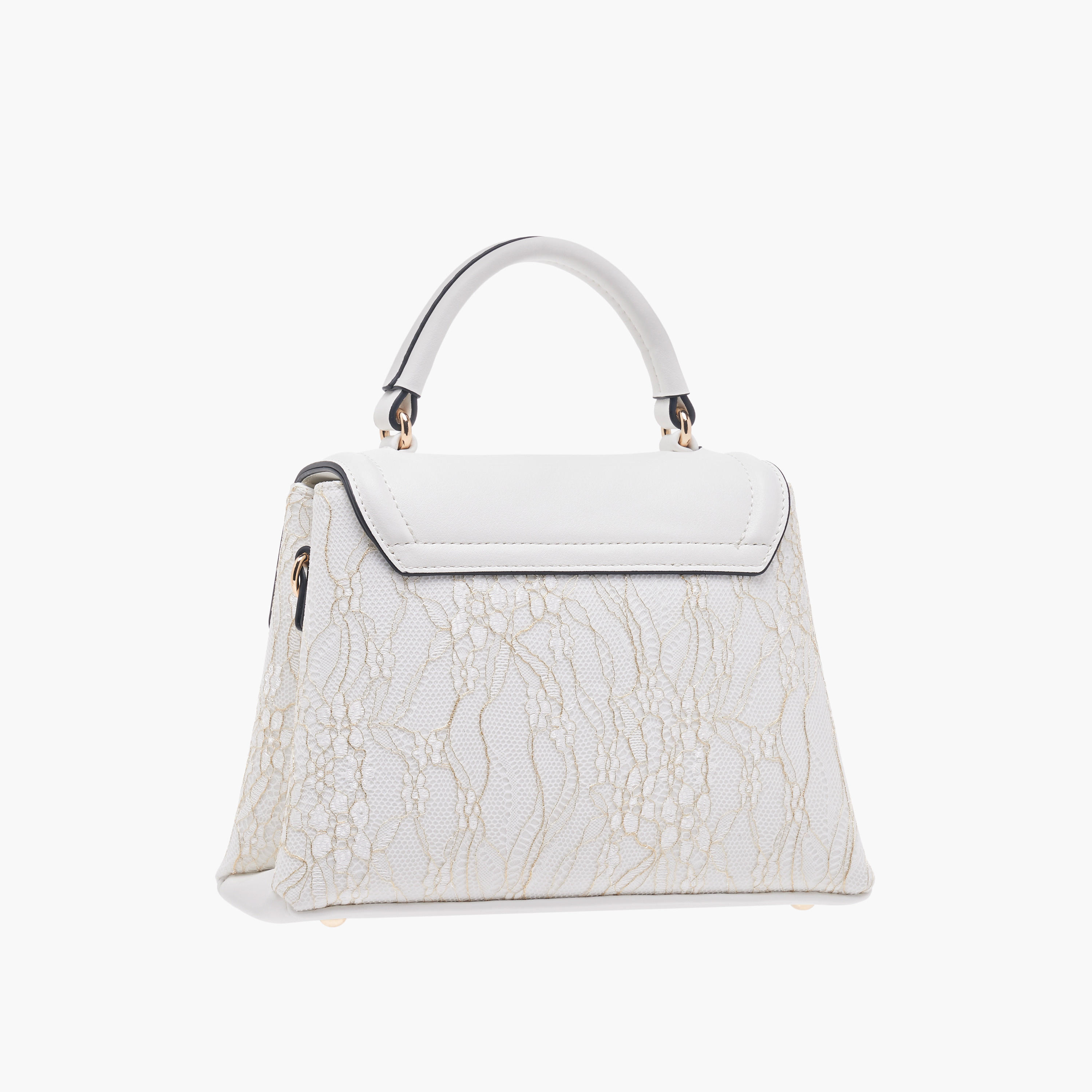 Celeste Lace Detail Satchel Bag with Detachable Strap and Flap Closure-women-bagsandwallets-handbags-image-4