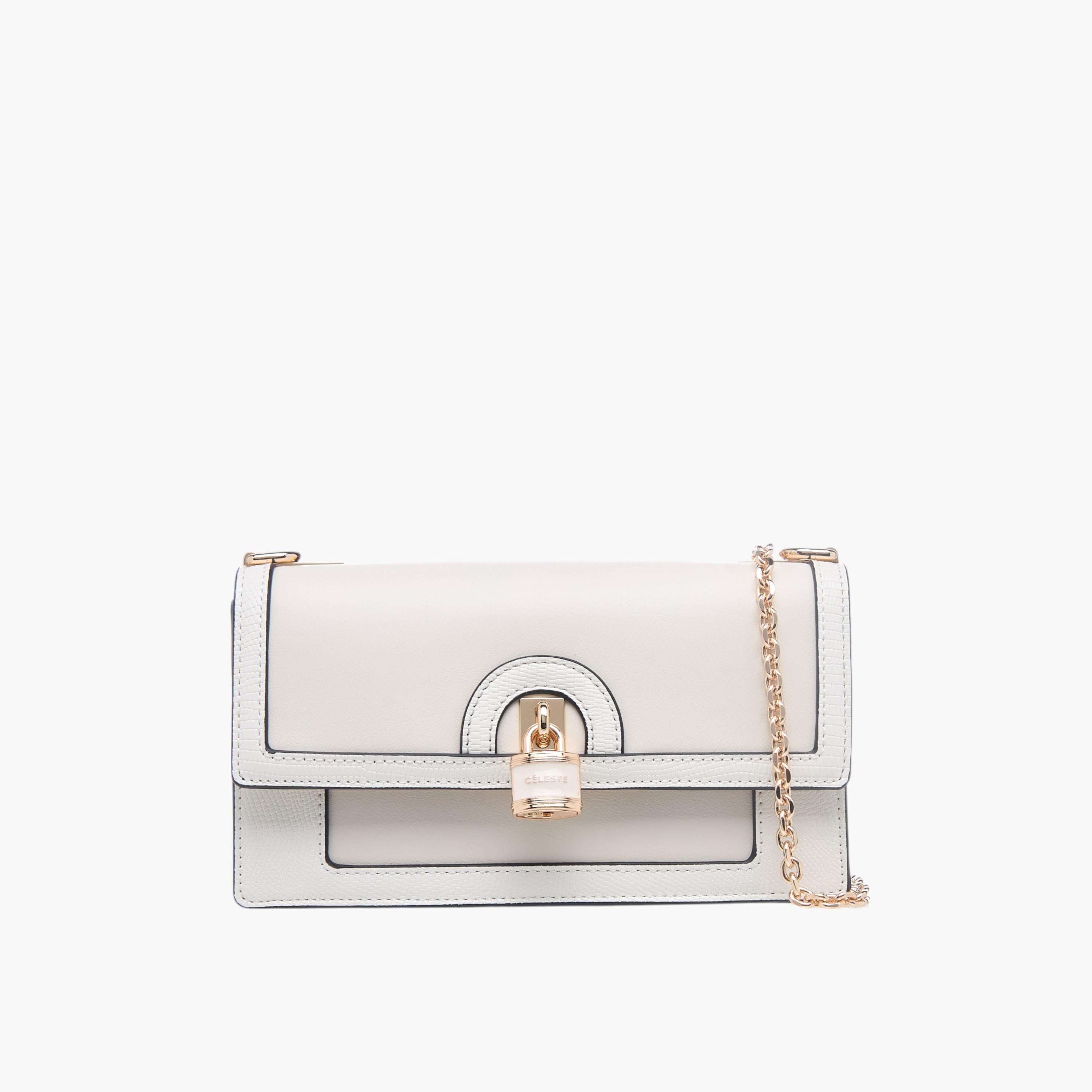 Celeste Lock Detail Crossbody Bag with Button Closure and Chain Strap-women-bagsandwallets-handbags-image-1