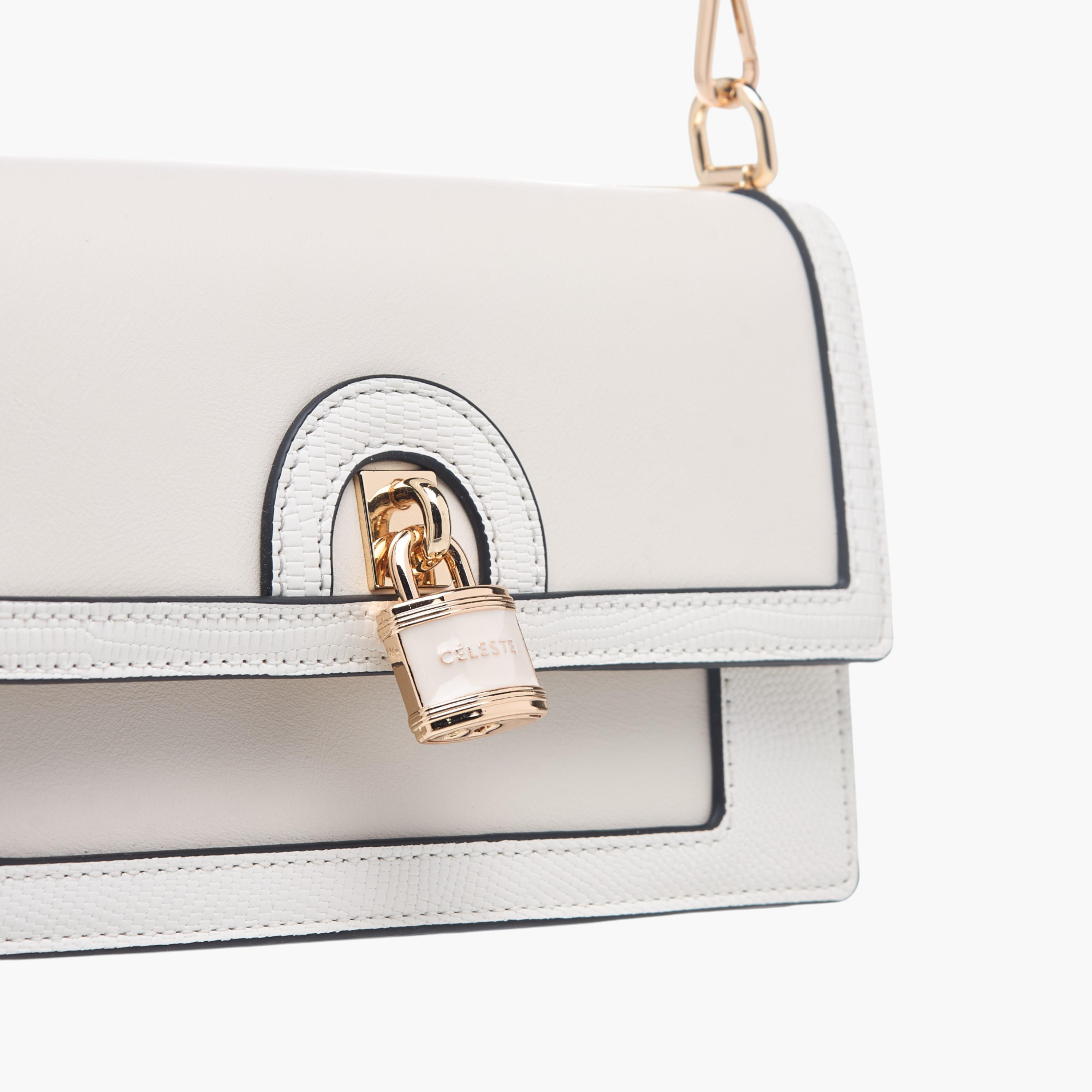 Celeste Lock Detail Crossbody Bag with Button Closure and Chain Strap-women-bagsandwallets-handbags-image-4