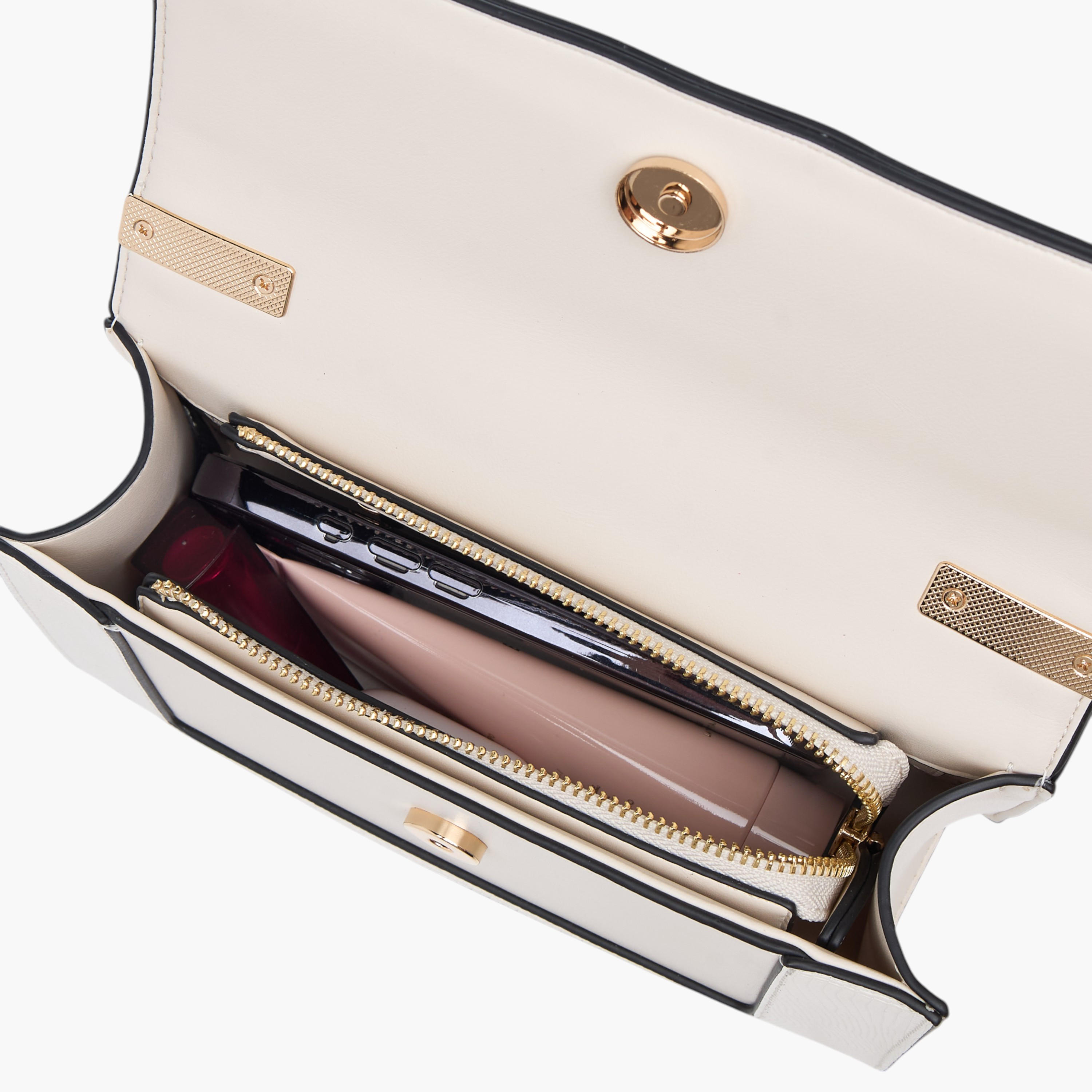 Celeste Lock Detail Crossbody Bag with Button Closure and Chain Strap-women-bagsandwallets-handbags-image-7
