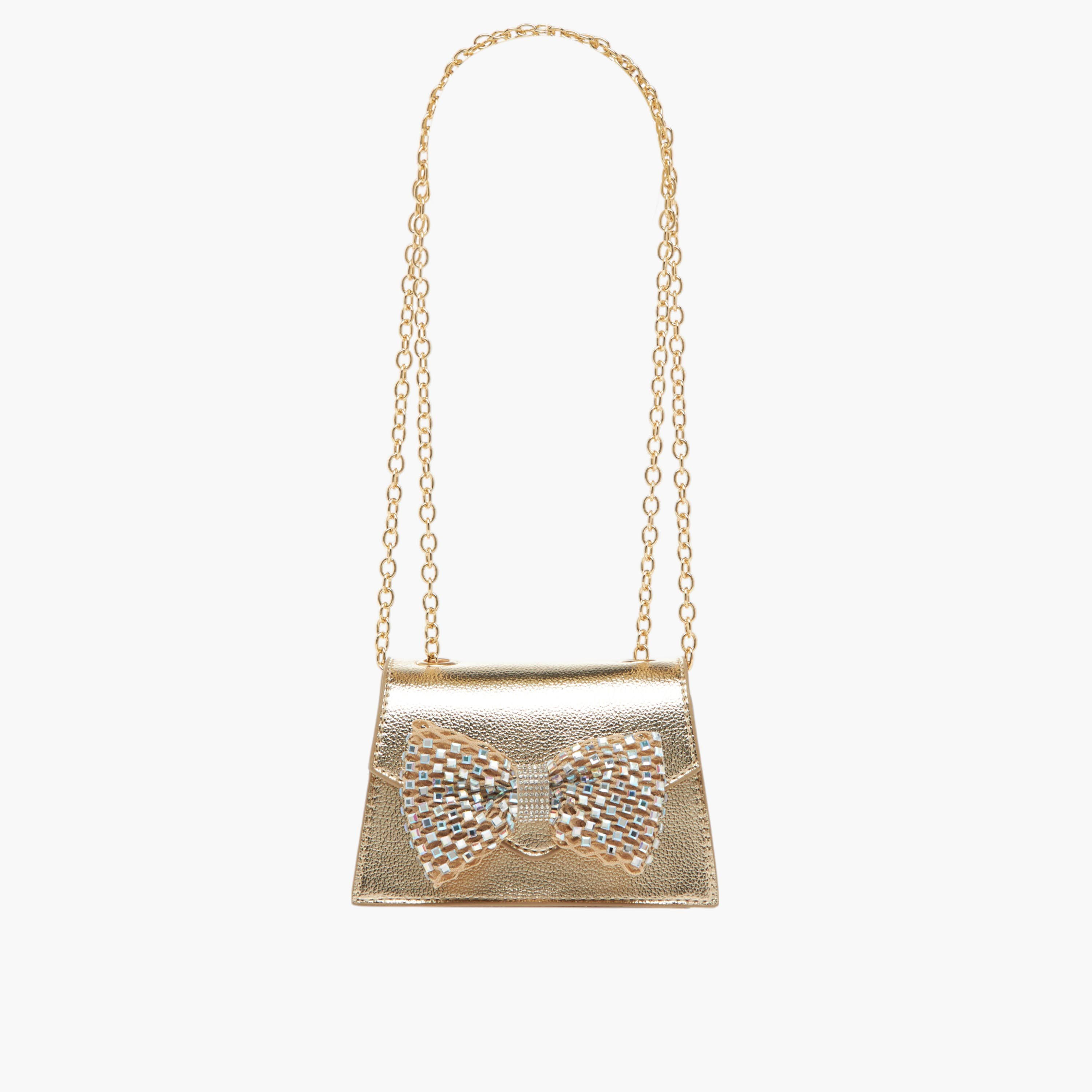 شنطة كروس بودي بفيونكة مزينة وحزام سلسلة وزر إغلاق من سيليست-girls-accessories-bags-image-3