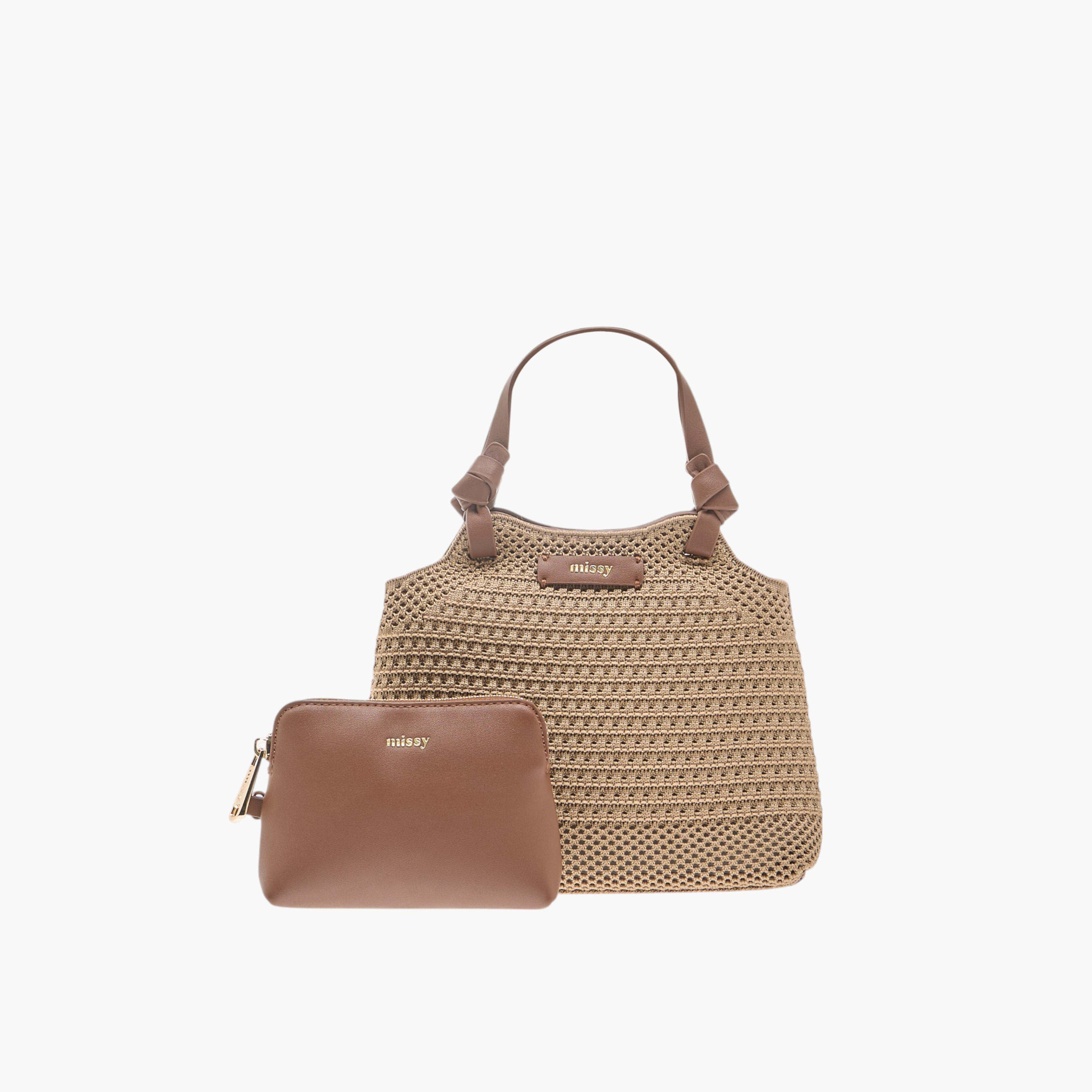 Missy Textured Shoulder Bag with Detachable Strap and Pouch-women-bagsandwallets-handbags-image-1