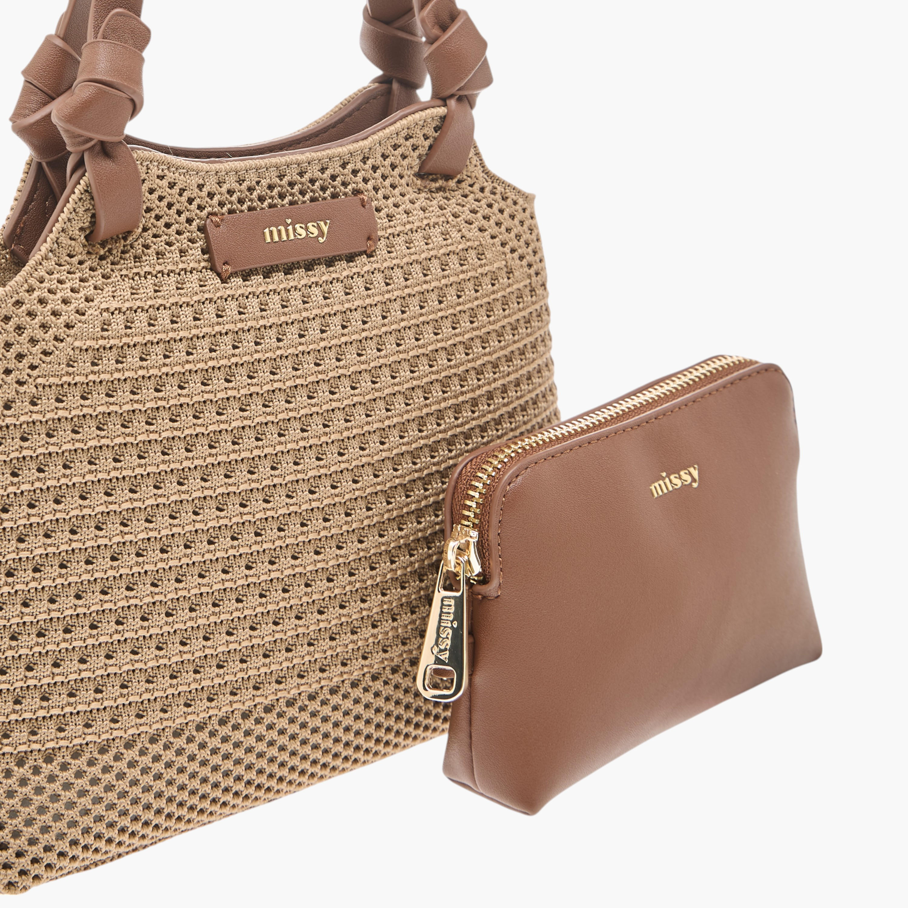 Missy Textured Shoulder Bag with Detachable Strap and Pouch-women-bagsandwallets-handbags-image-5