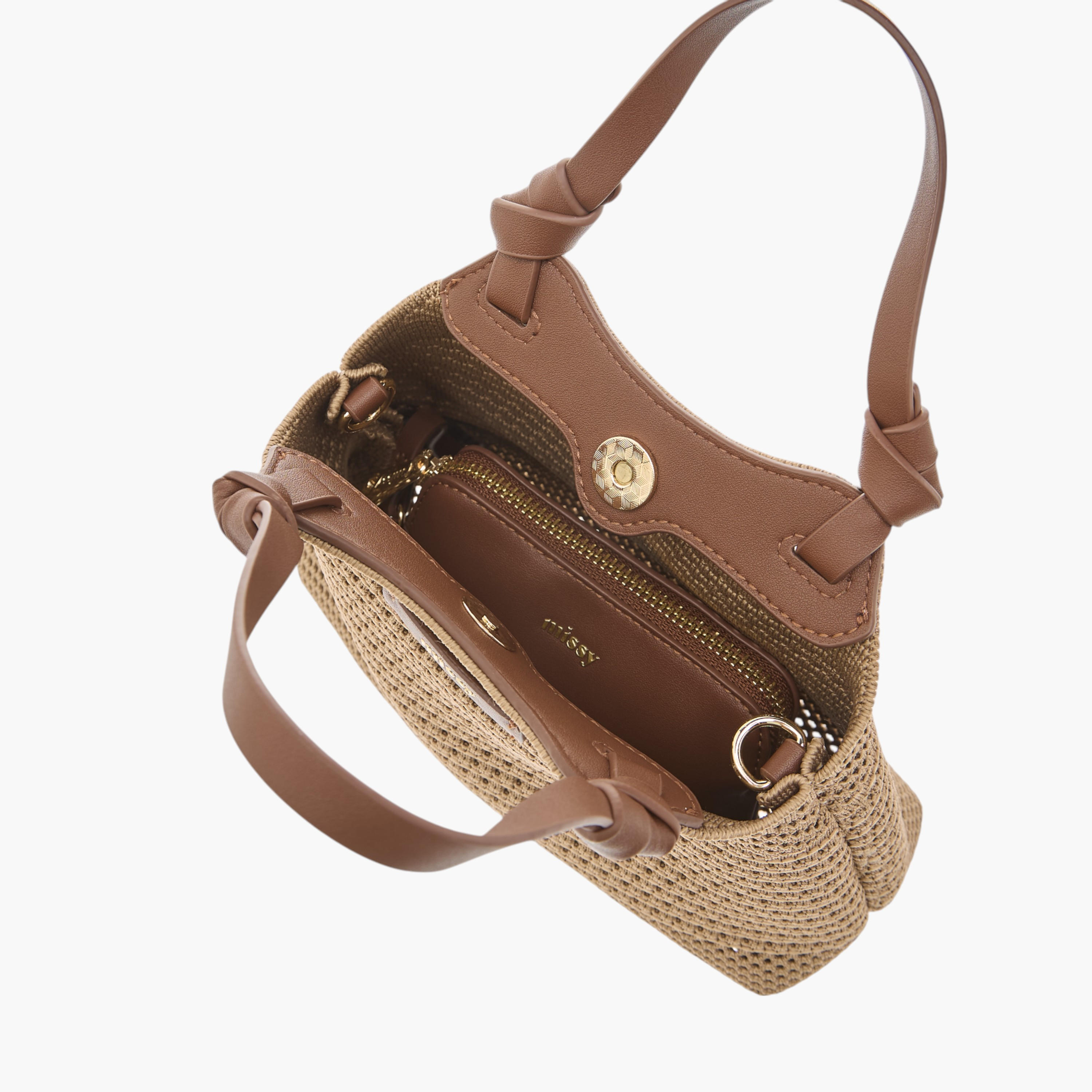 Missy Textured Shoulder Bag with Detachable Strap and Pouch-women-bagsandwallets-handbags-image-8