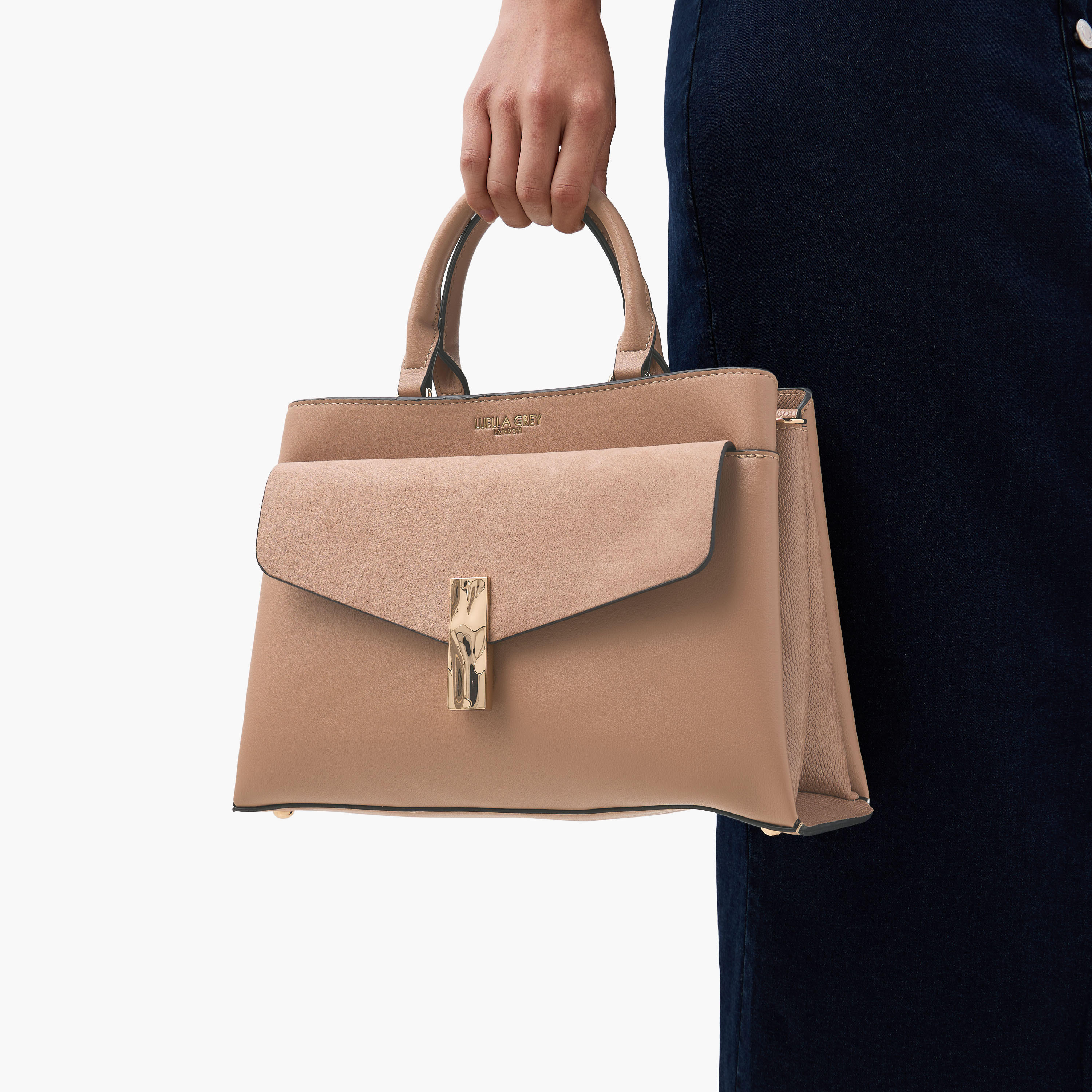 شنطة توتي بارزة الملمس بمقبض علوي وحزام قابل للتعديل من لويلا جراي-women-bagsandwallets-handbags-image-8