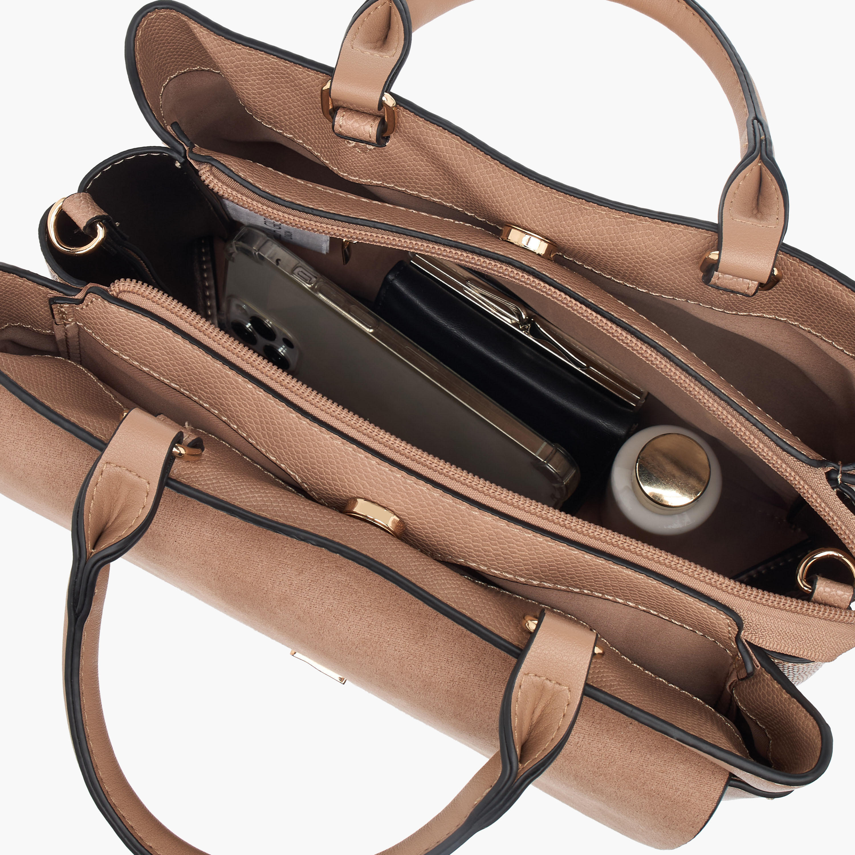شنطة توتي بارزة الملمس بمقبض علوي وحزام قابل للتعديل من لويلا جراي-women-bagsandwallets-handbags-image-9