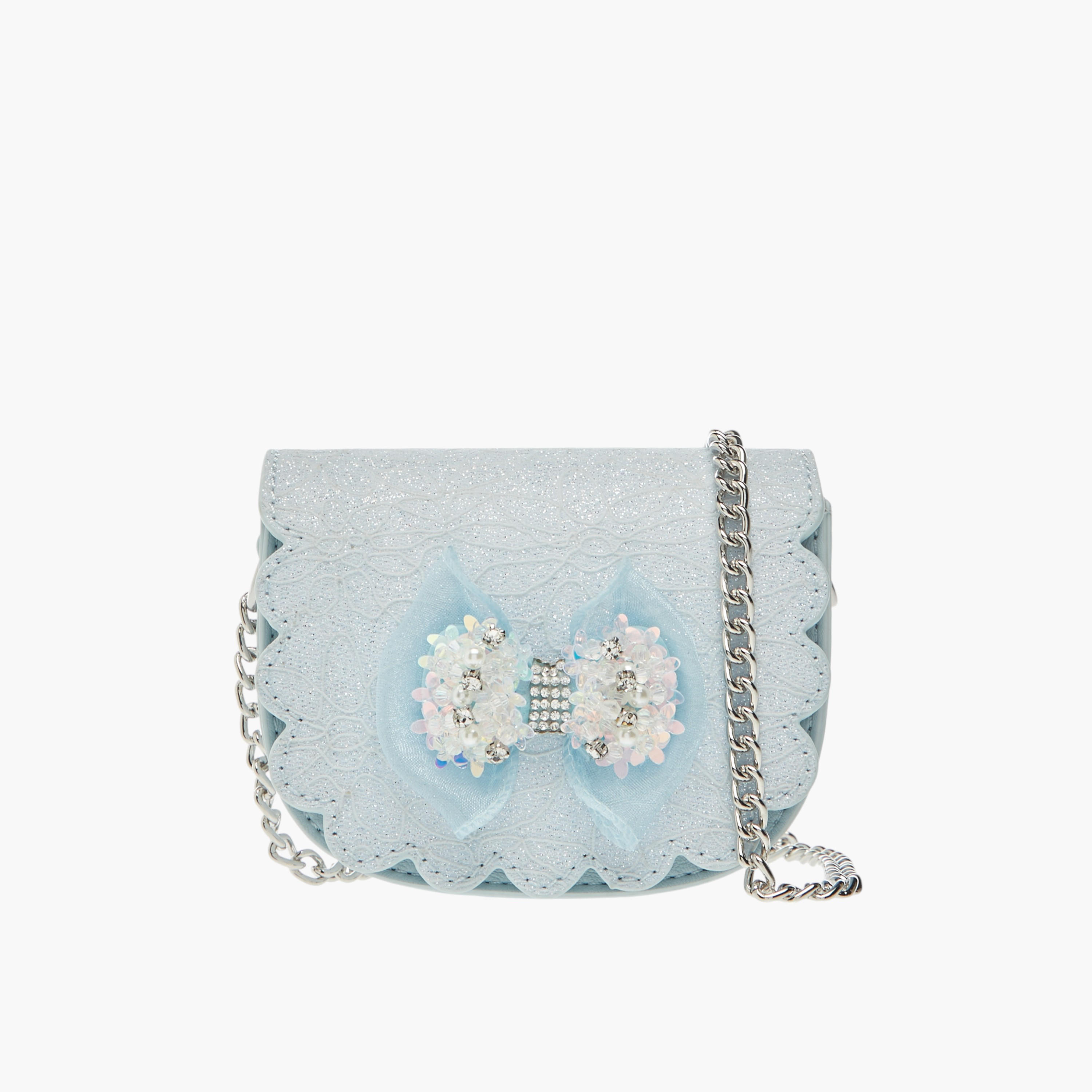 Little Missy Bow Accent Crossbody Bag with Chain Strap and Button Closure-girls-accessories-bags-image-1