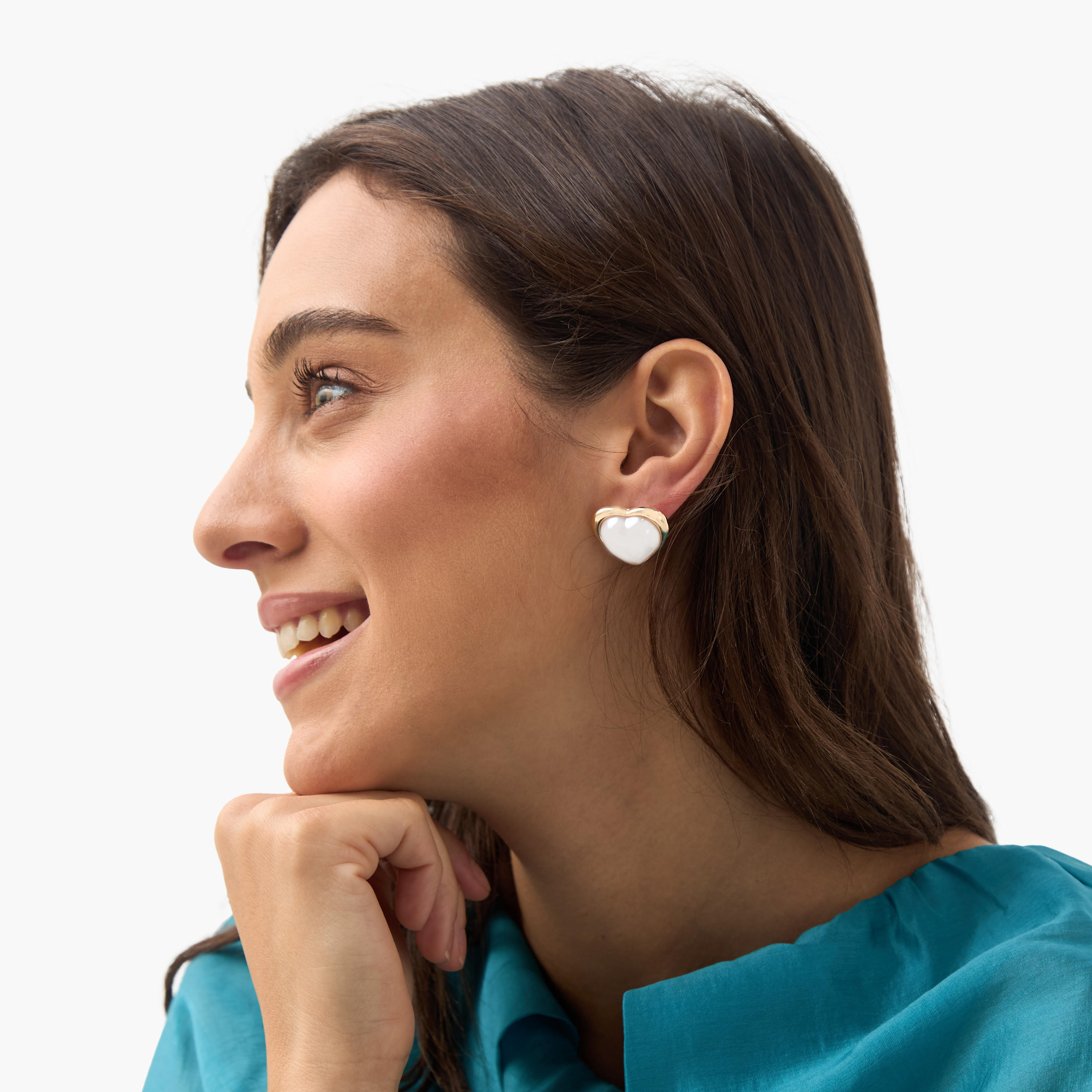 Pearl Embellished Heart Studs with Pushback Closure-women-watchesandjewellery-jewellery-earrings-image-2