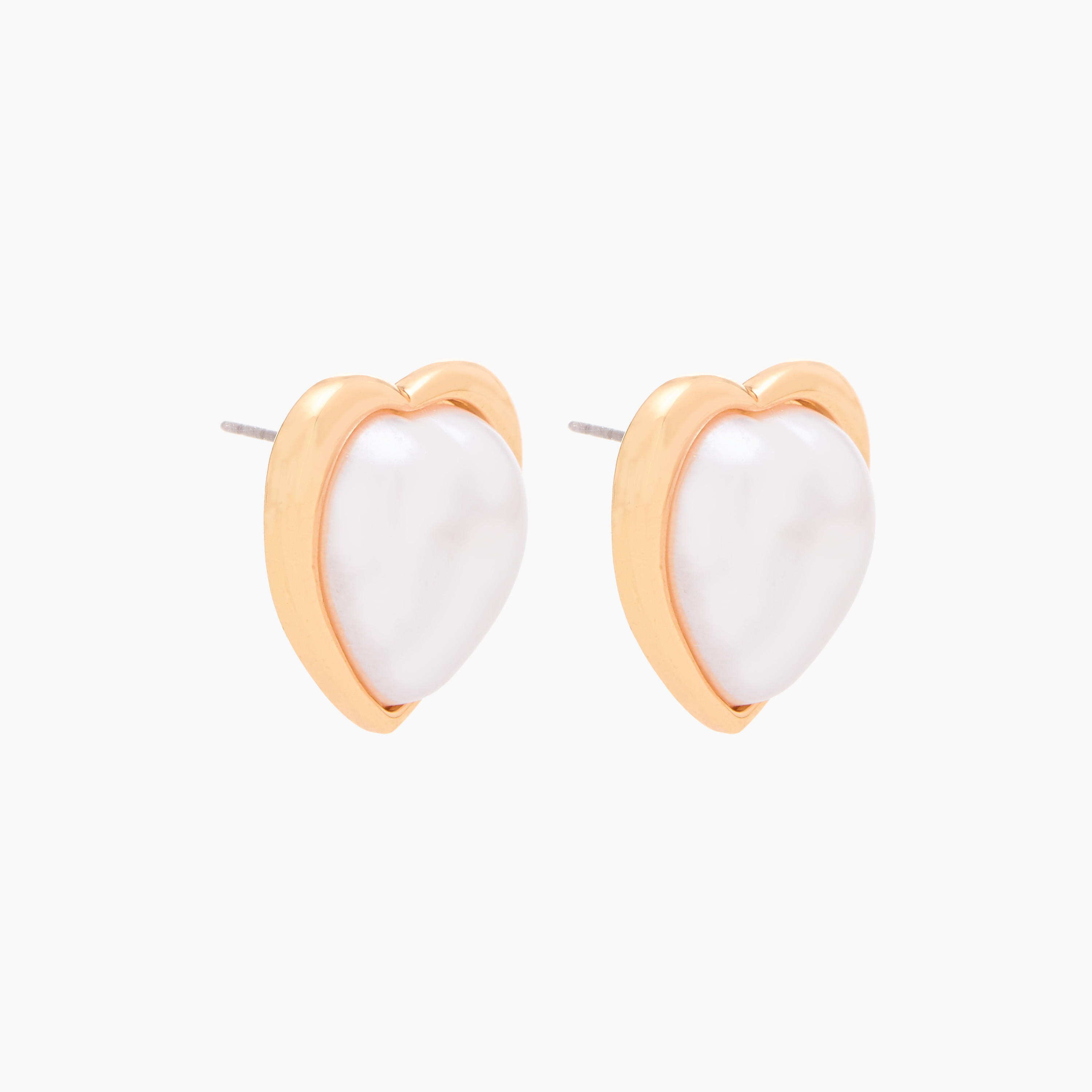 Pearl Embellished Heart Studs with Pushback Closure-women-watchesandjewellery-jewellery-earrings-image-3