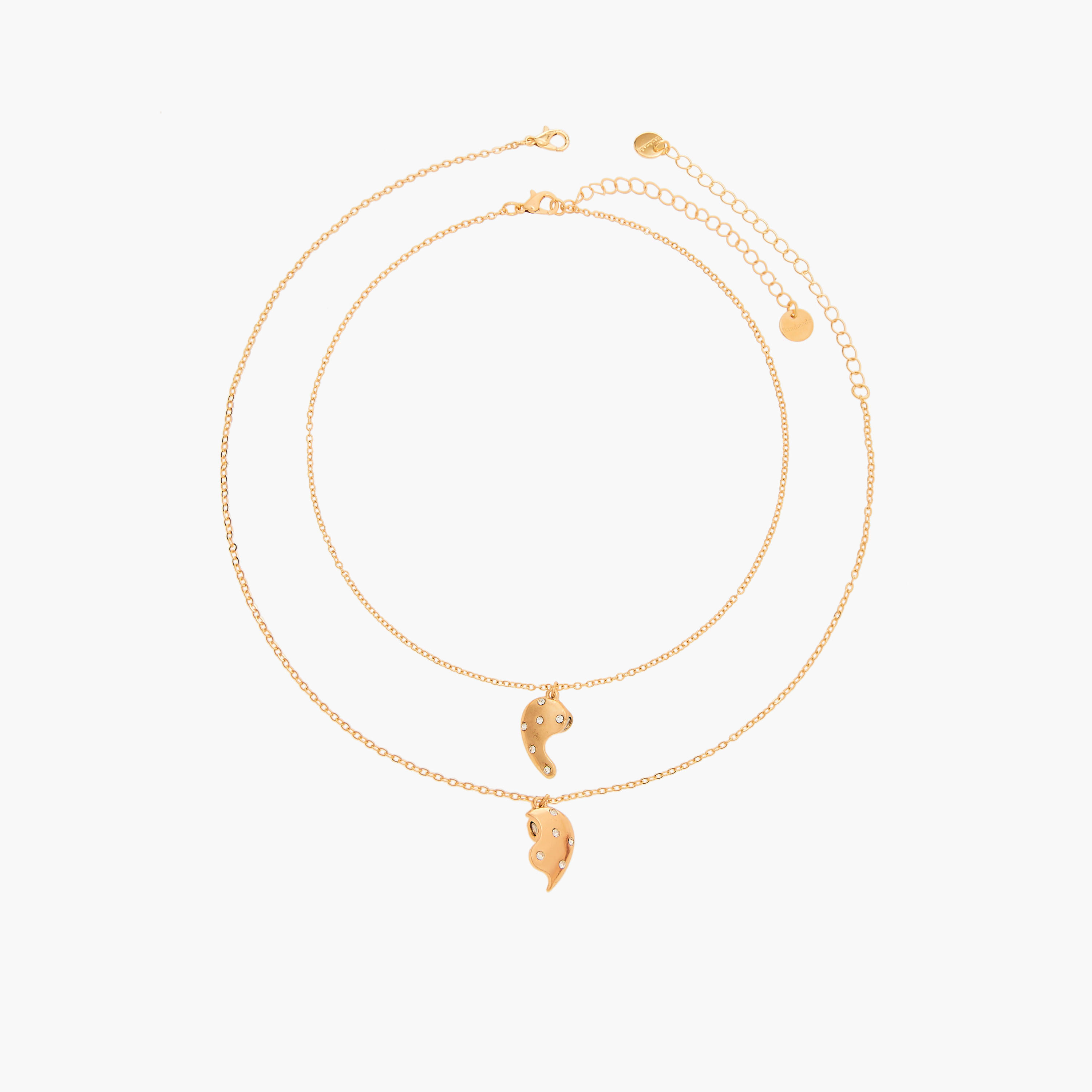 عقد بدلايّة نصف قلب مرصّعة بمشبك إغلاق لوبستر - طقم من قطعتين-women-watchesandjewellery-jewellery-necklacesandpendants-image-1