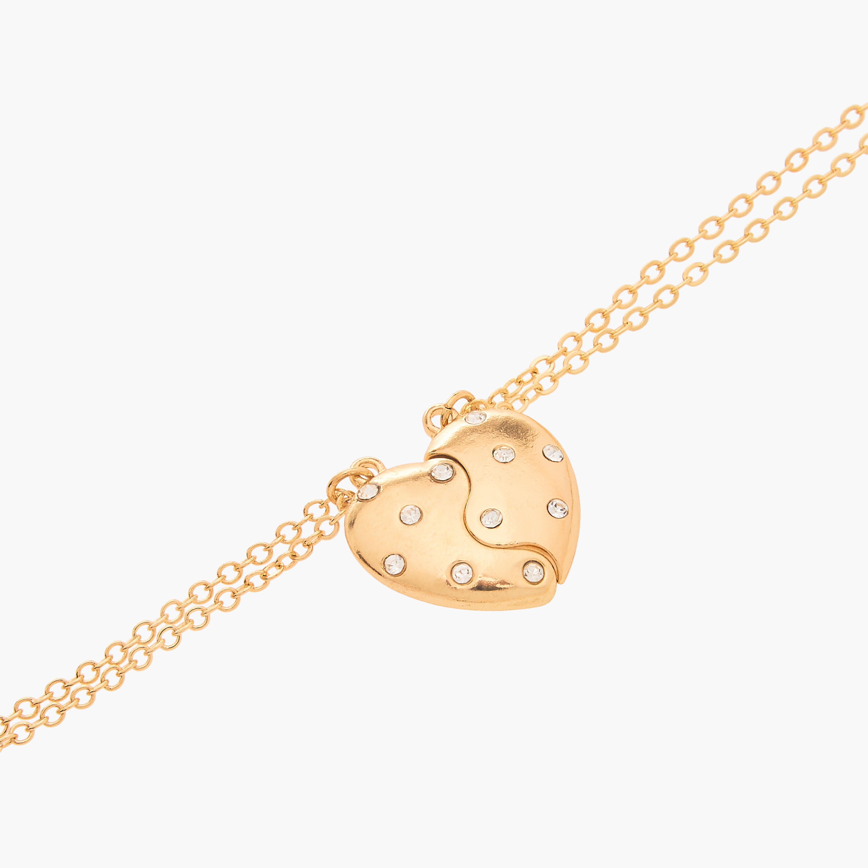 عقد بدلايّة نصف قلب مرصّعة بمشبك إغلاق لوبستر - طقم من قطعتين-women-watchesandjewellery-jewellery-necklacesandpendants-image-6
