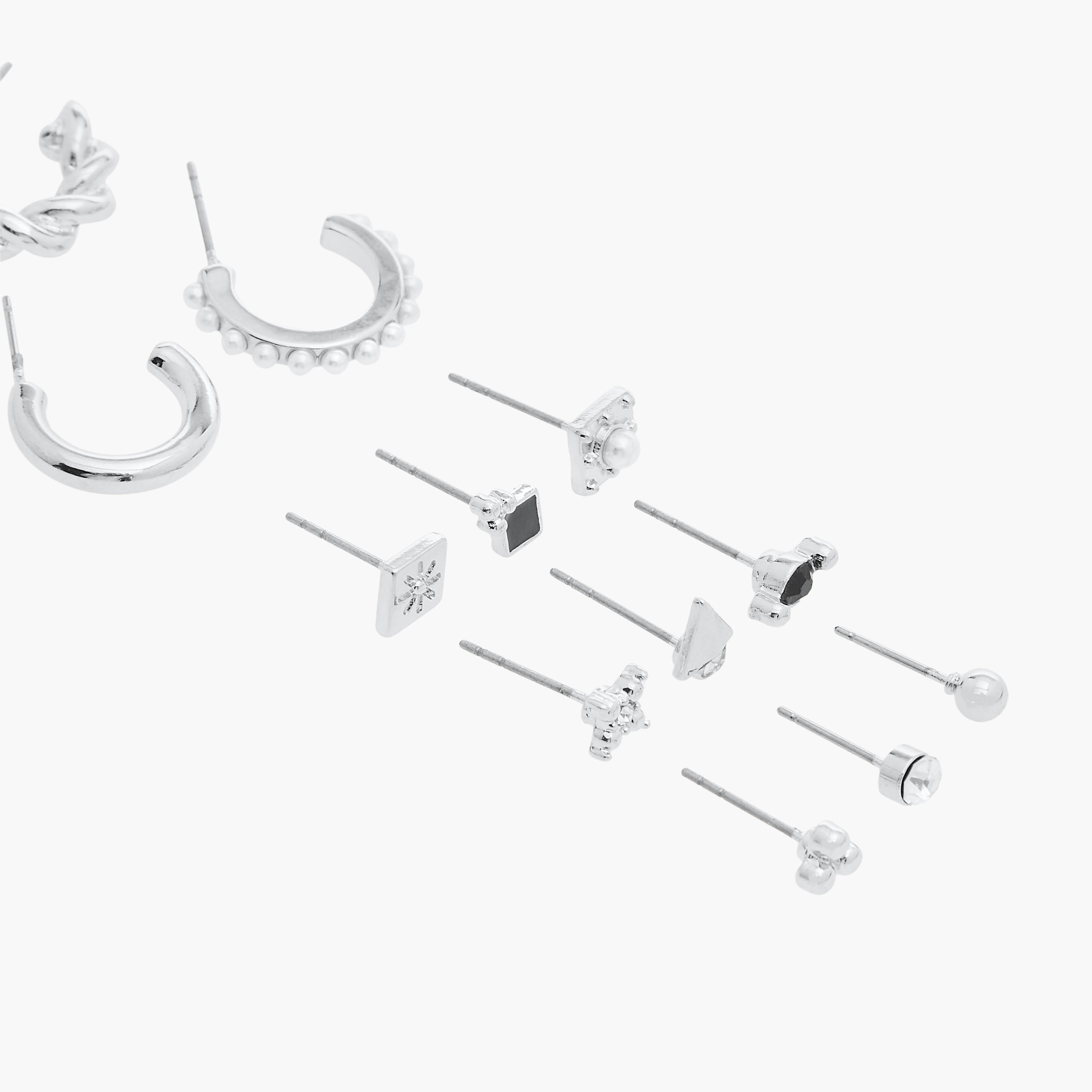 Assorted Metallic Earrings with Pushback Closure - Set of 12-women-watchesandjewellery-jewellery-earrings-image-4