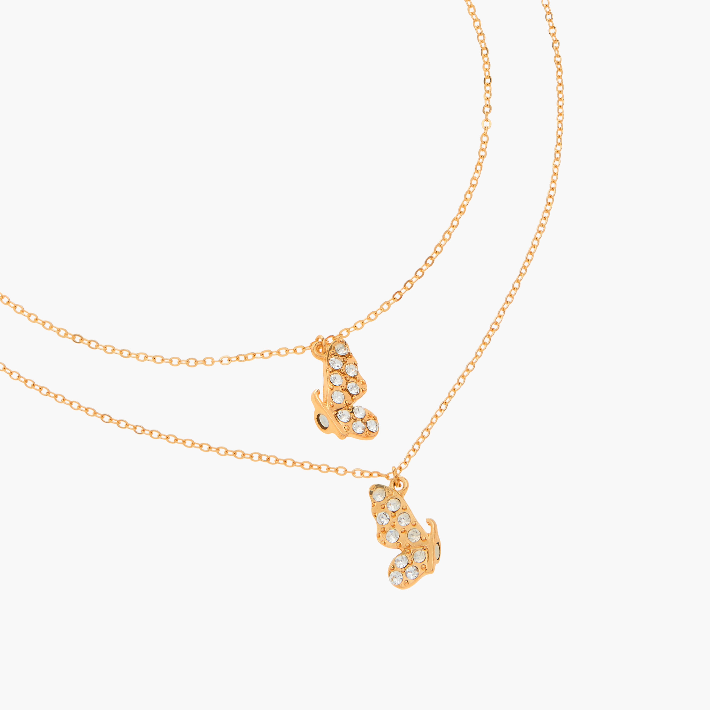 Stud Embellished Half Butterfly Pendant Necklace - Set of 2-women-watchesandjewellery-jewellery-necklacesandpendants-image-5