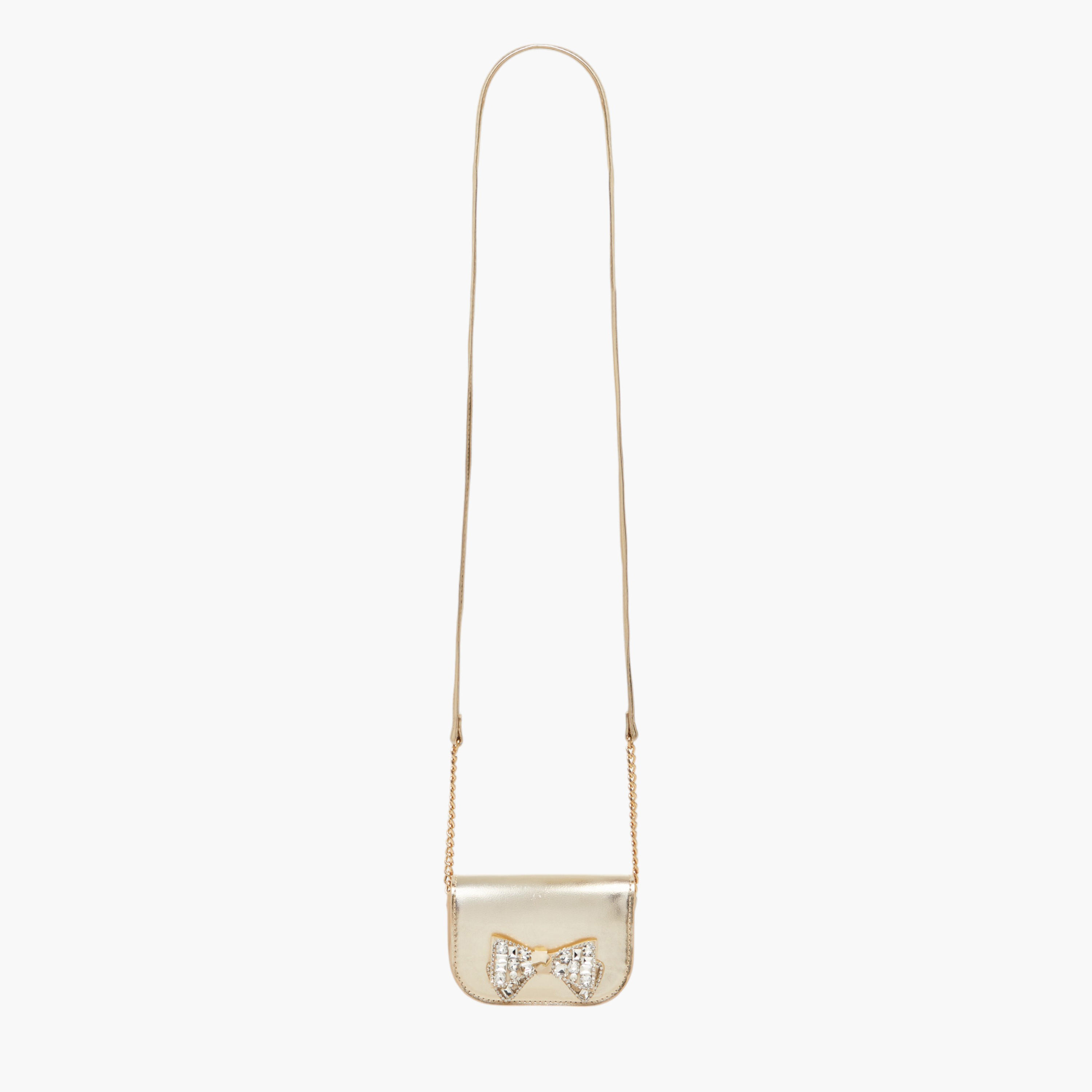 Celeste Bow Embellished Crossbody Bag with Chain Strap and Button Closure-girls-accessories-bags-image-2