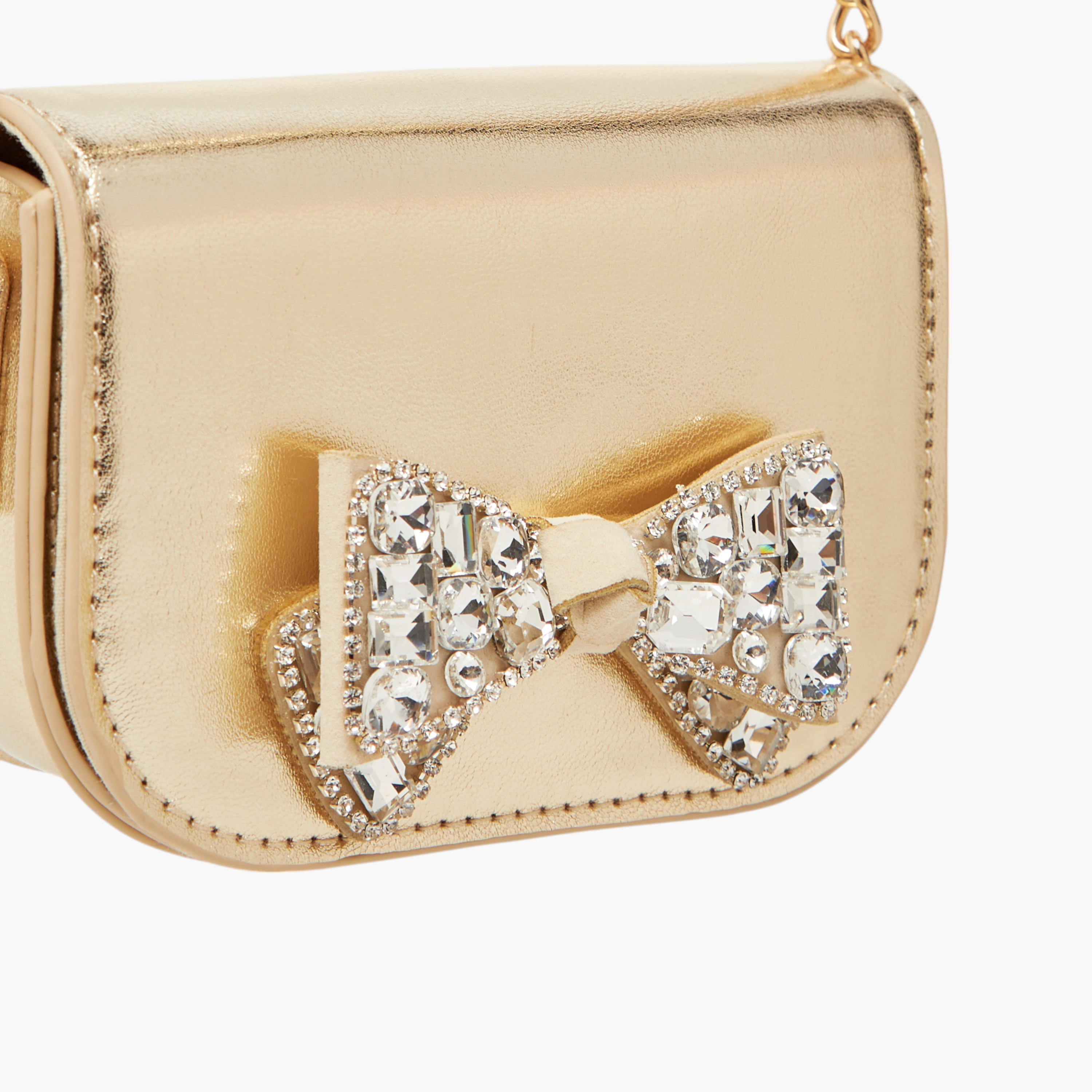 Celeste Bow Embellished Crossbody Bag with Chain Strap and Button Closure-girls-accessories-bags-image-4
