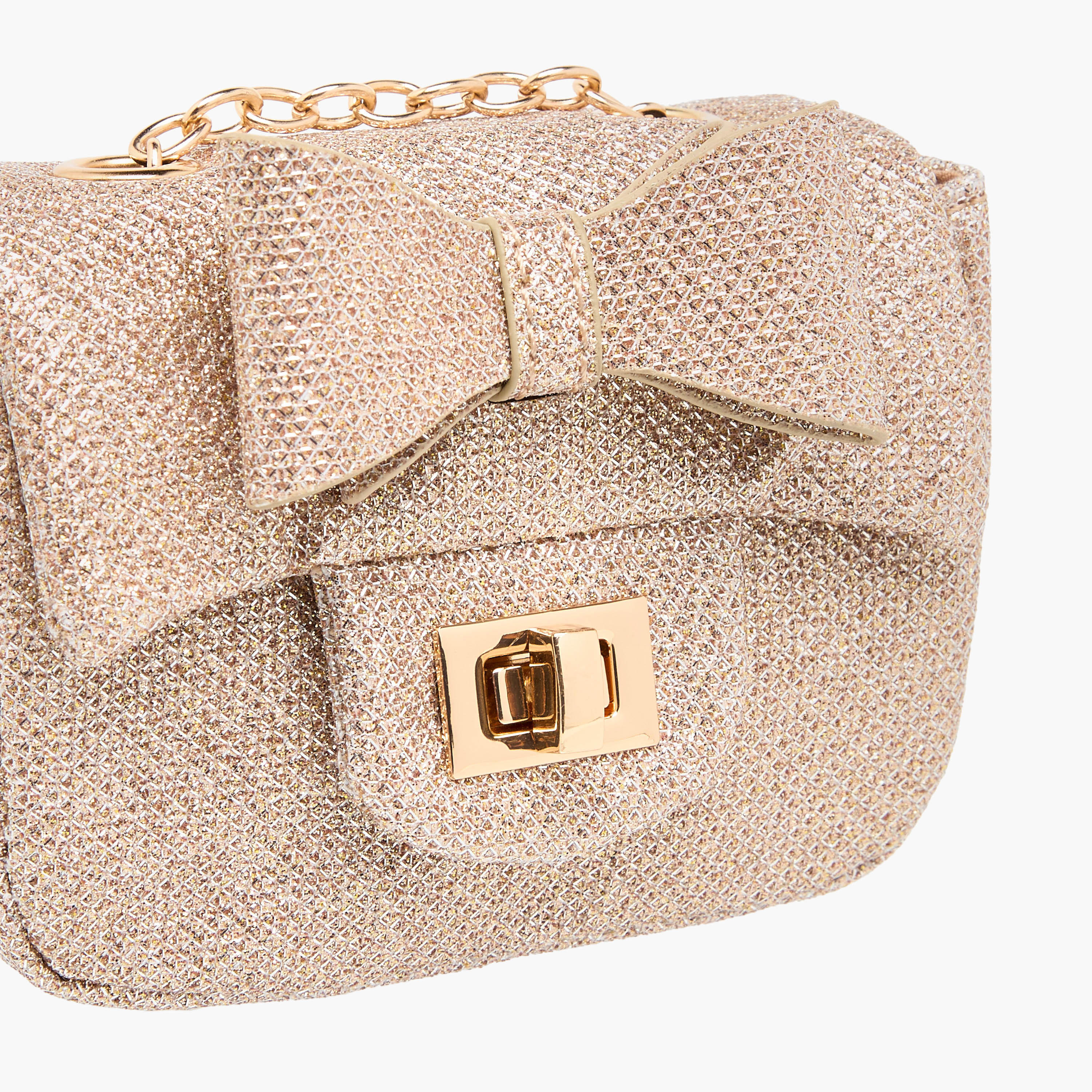 Little Missy Bow Accent Crossbody Bag with Chain Strap and Twist Lock Closure-girls-accessories-bags-image-4