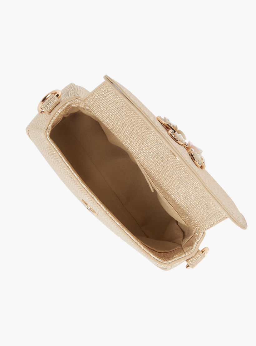 شنطة كروس بودي بفراشة مزينة وبحزام سلسلة قابل للفصل وزر إغلاق من ليتل ميسي-girls-accessories-bags-image-6