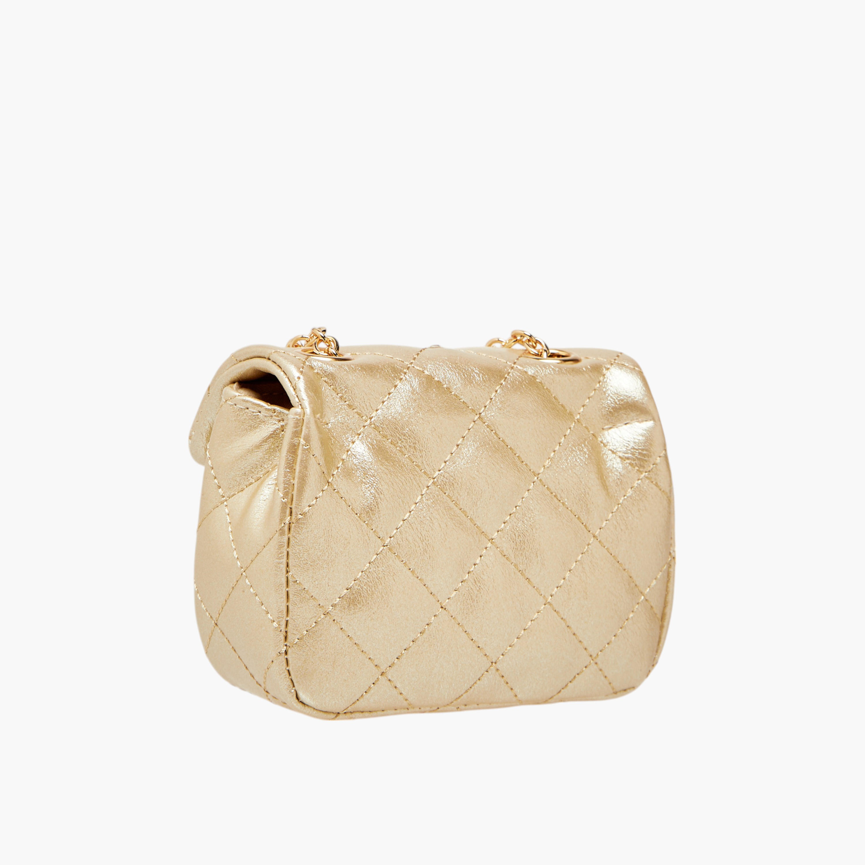 Little Missy Embellished Crossbody Bag with Chain Strap and Button Closure-girls-accessories-bags-image-3